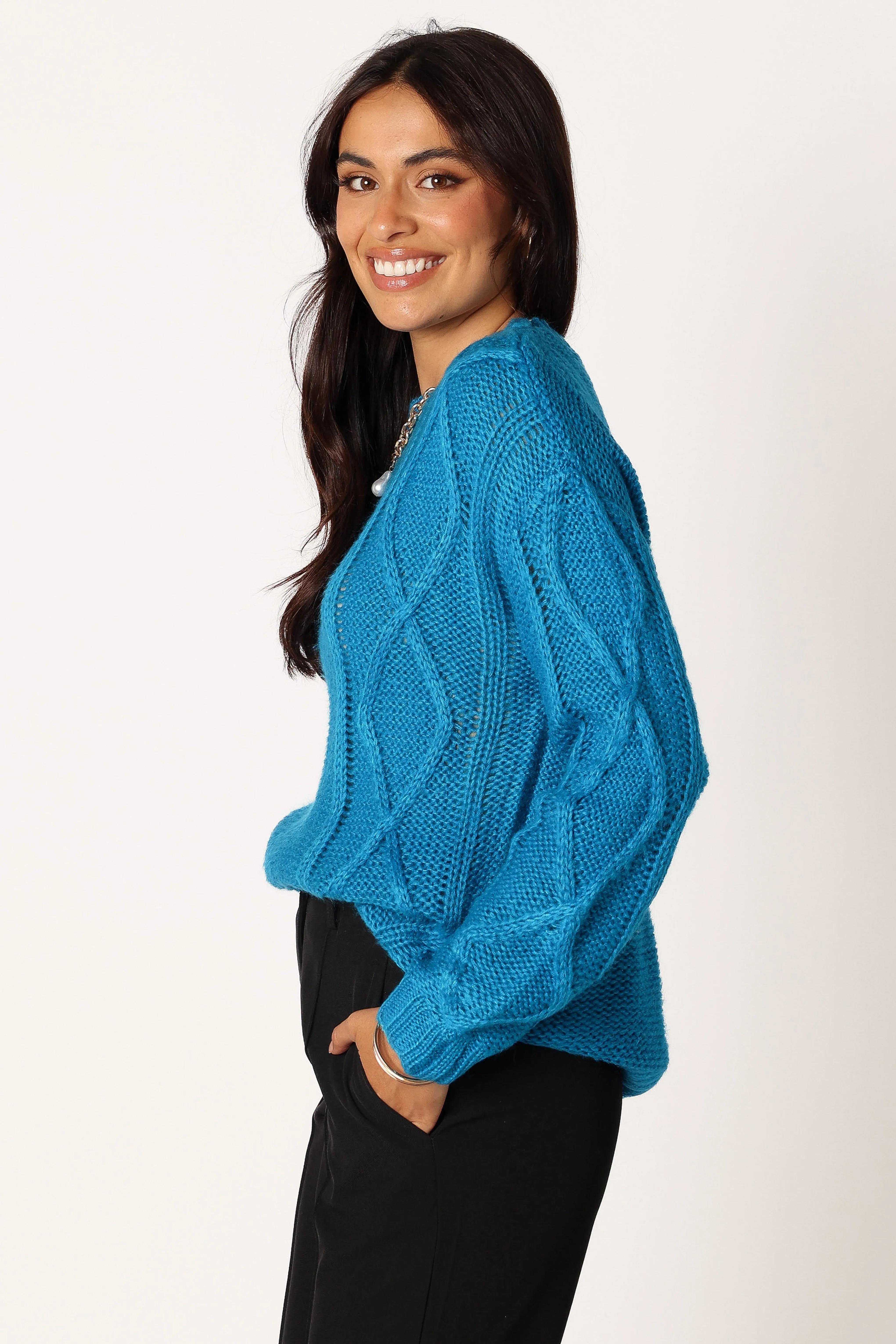Michaela Knit Sweater - Royal Blue Touch Of Soft Cool Weather