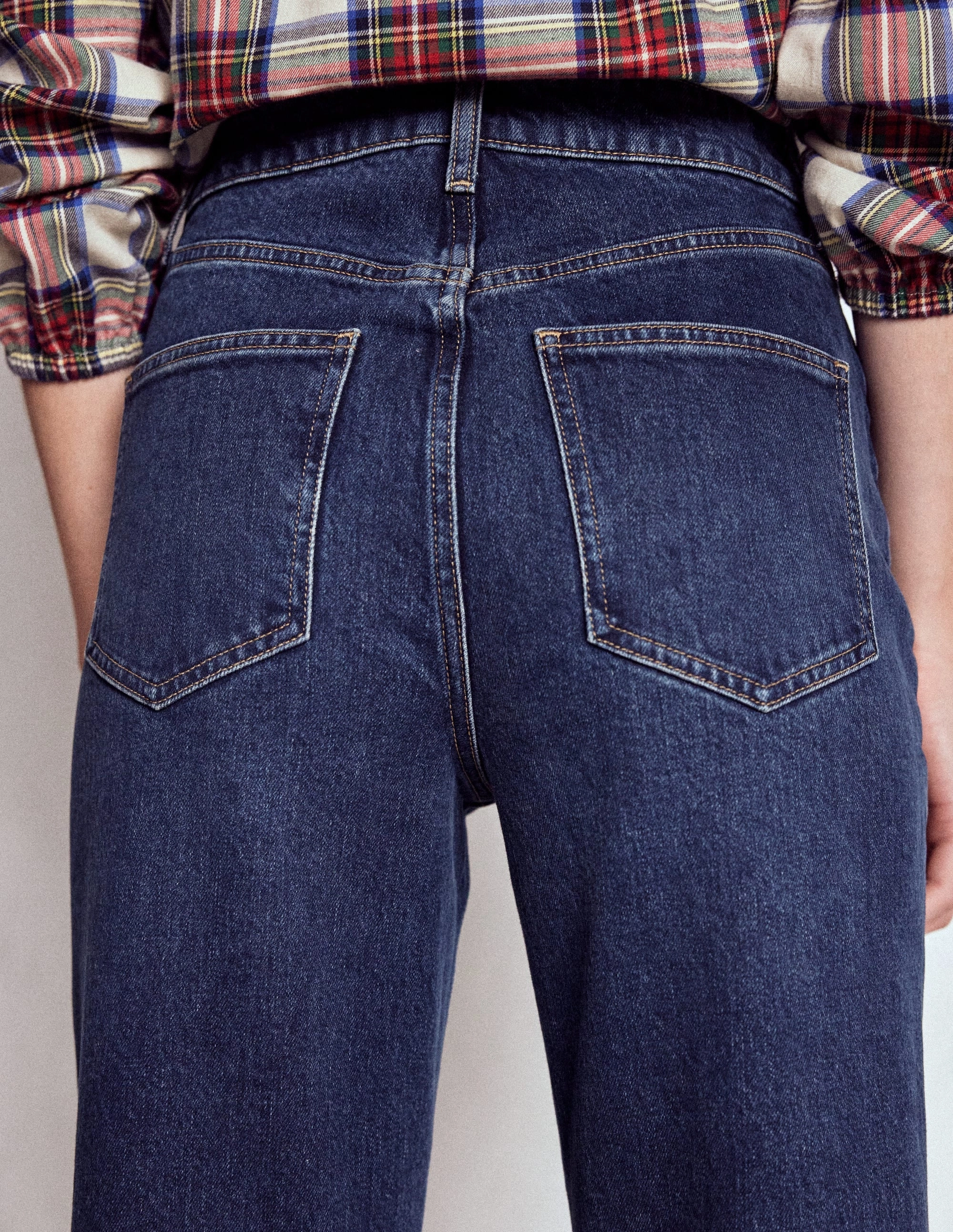 Relaxed Fit Design Mid Rise Straight Leg Jeans-Dark Vintage