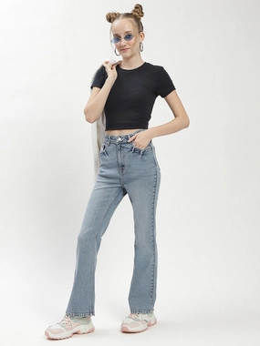 Perfect Fit Design Madame Light Wash Flared Denim Jeans