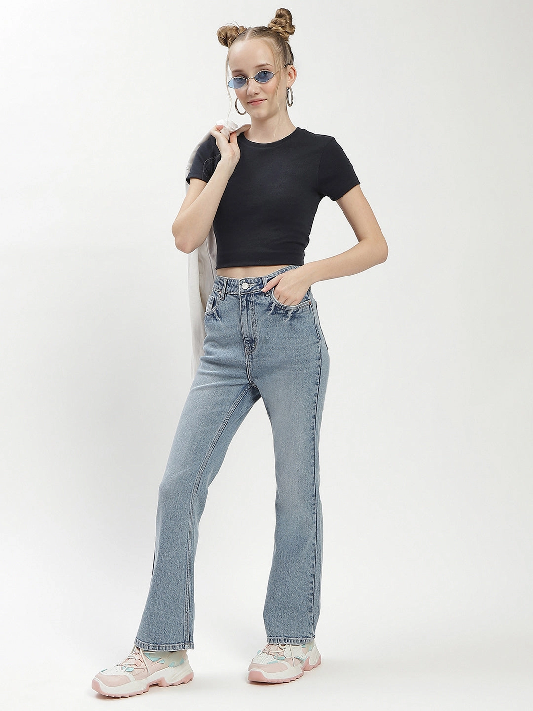 Perfect Fit Design Madame Light Wash Flared Denim Jeans