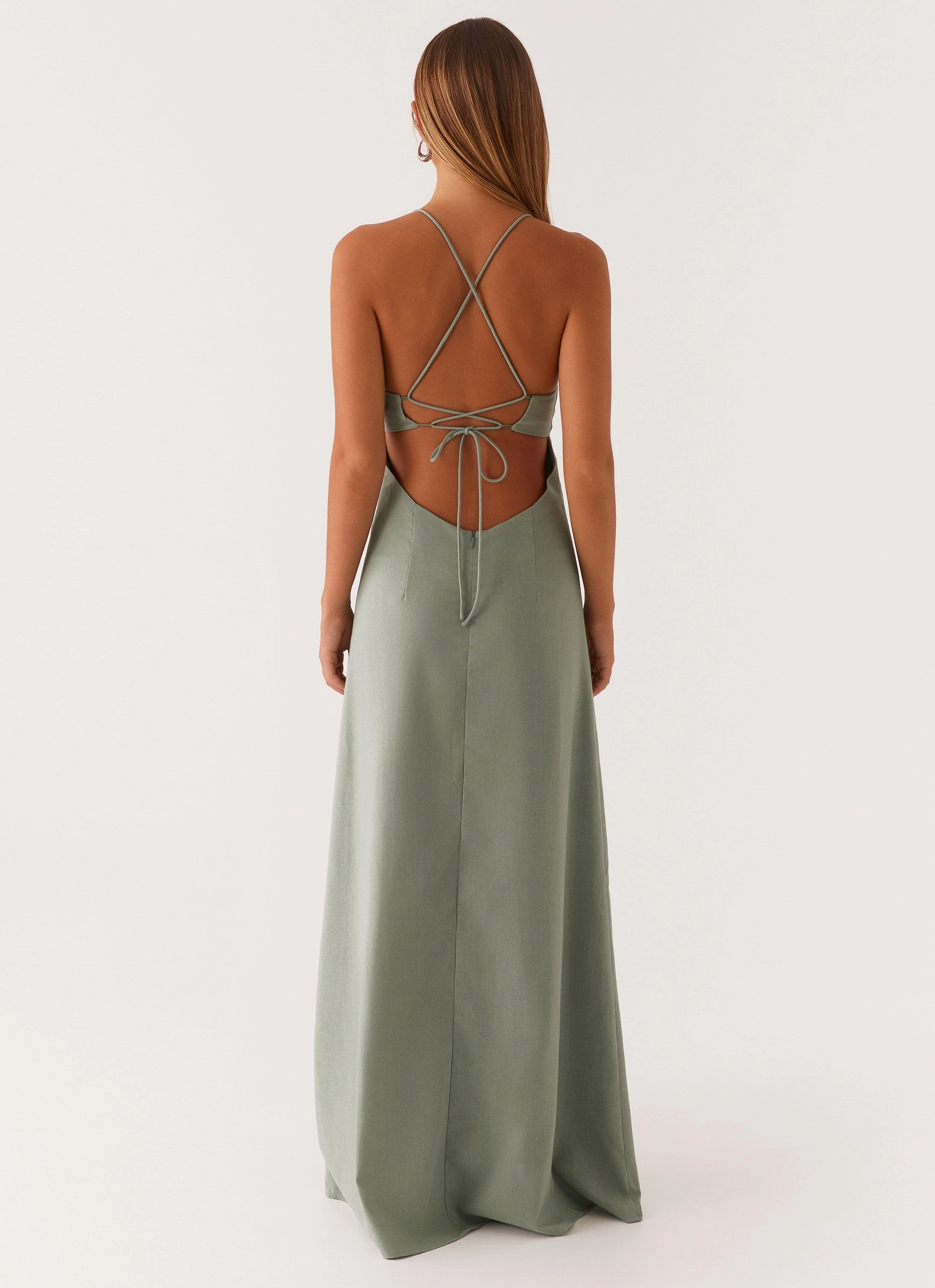 Middle Ground Linen Maxi Dress - Sage Year Round Work-Ready Look