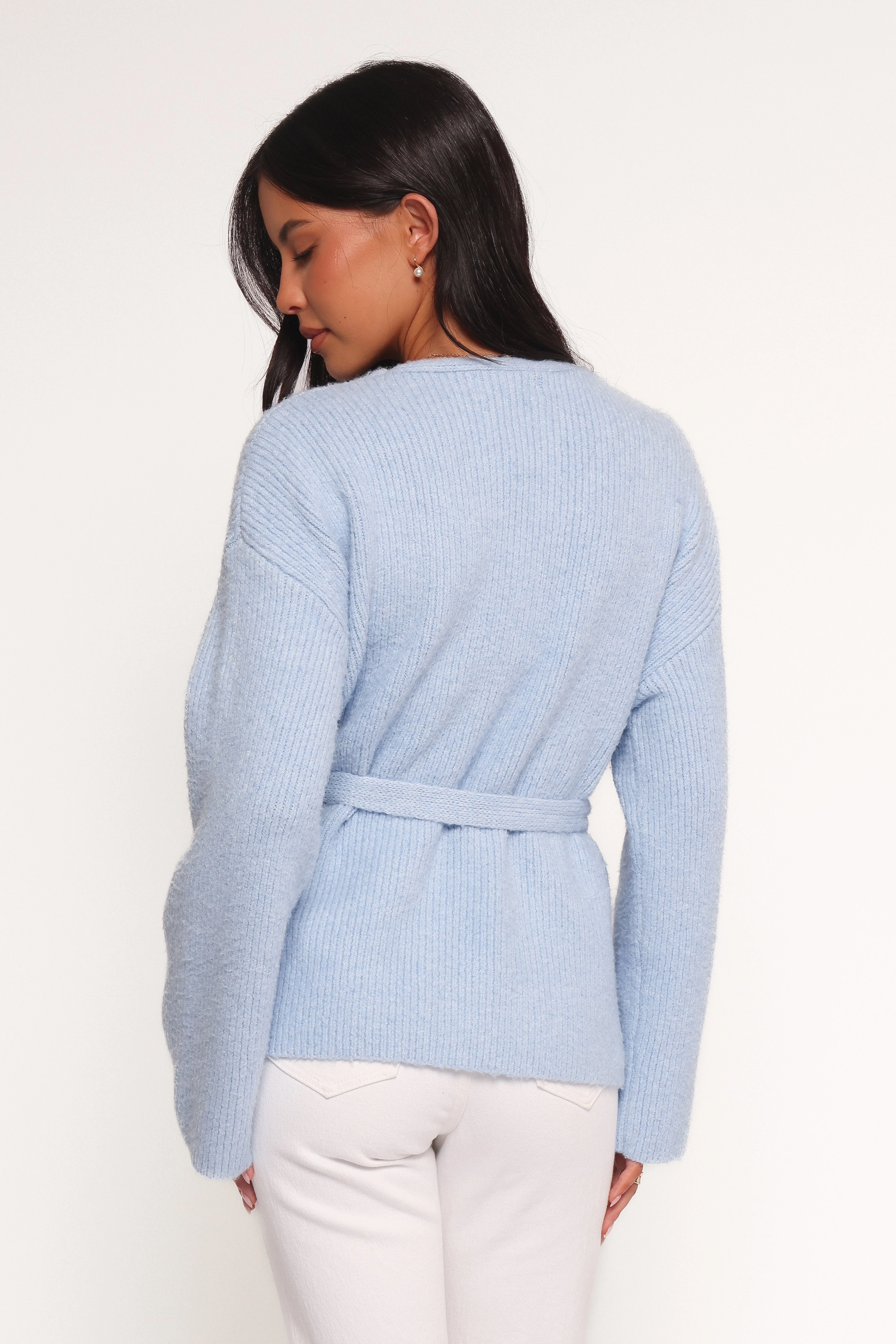 Mika Wrap Cardigan - Blue Merino Wool
