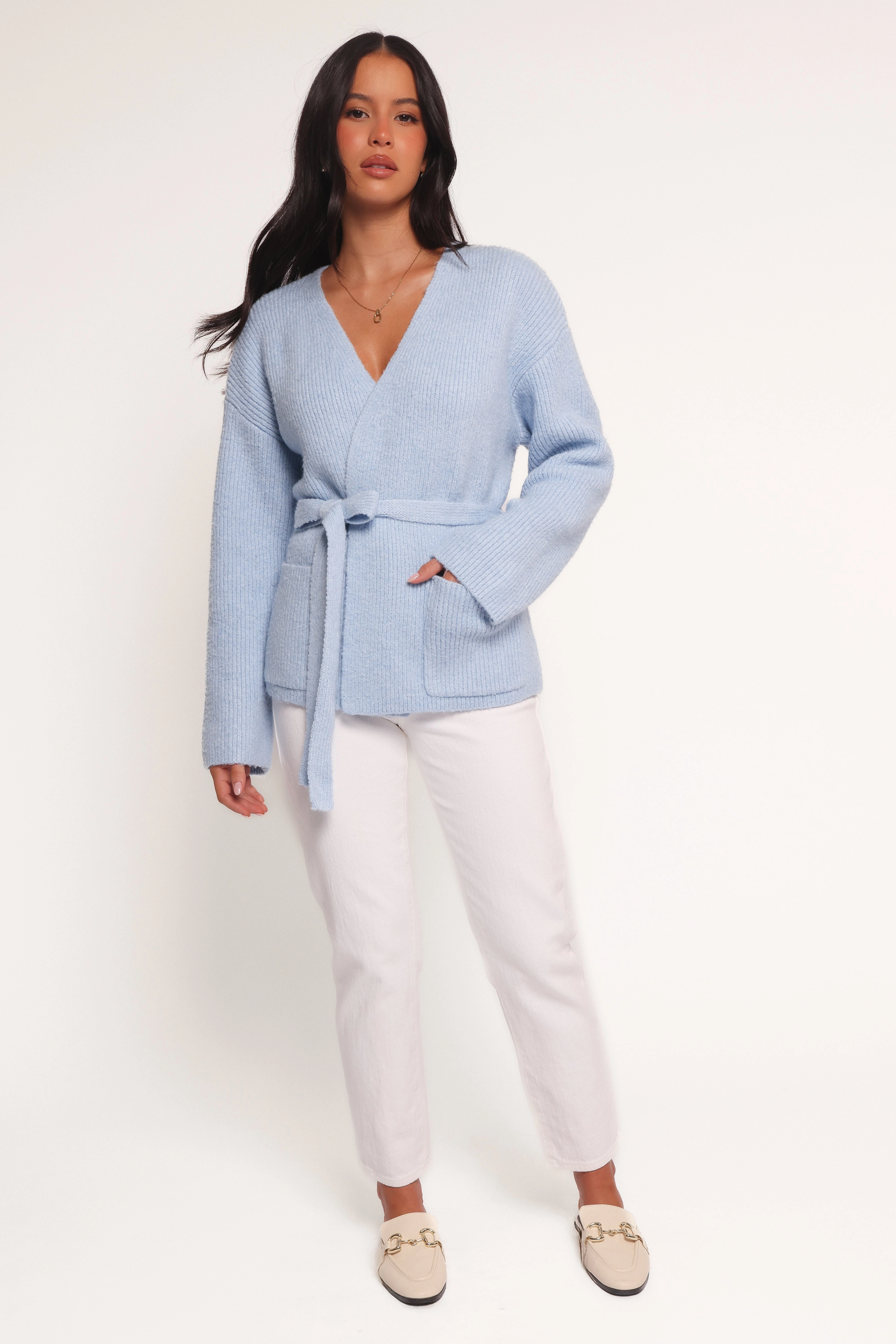 NonIrritating Seams Day To Day Mika Wrap Cardigan - Blue