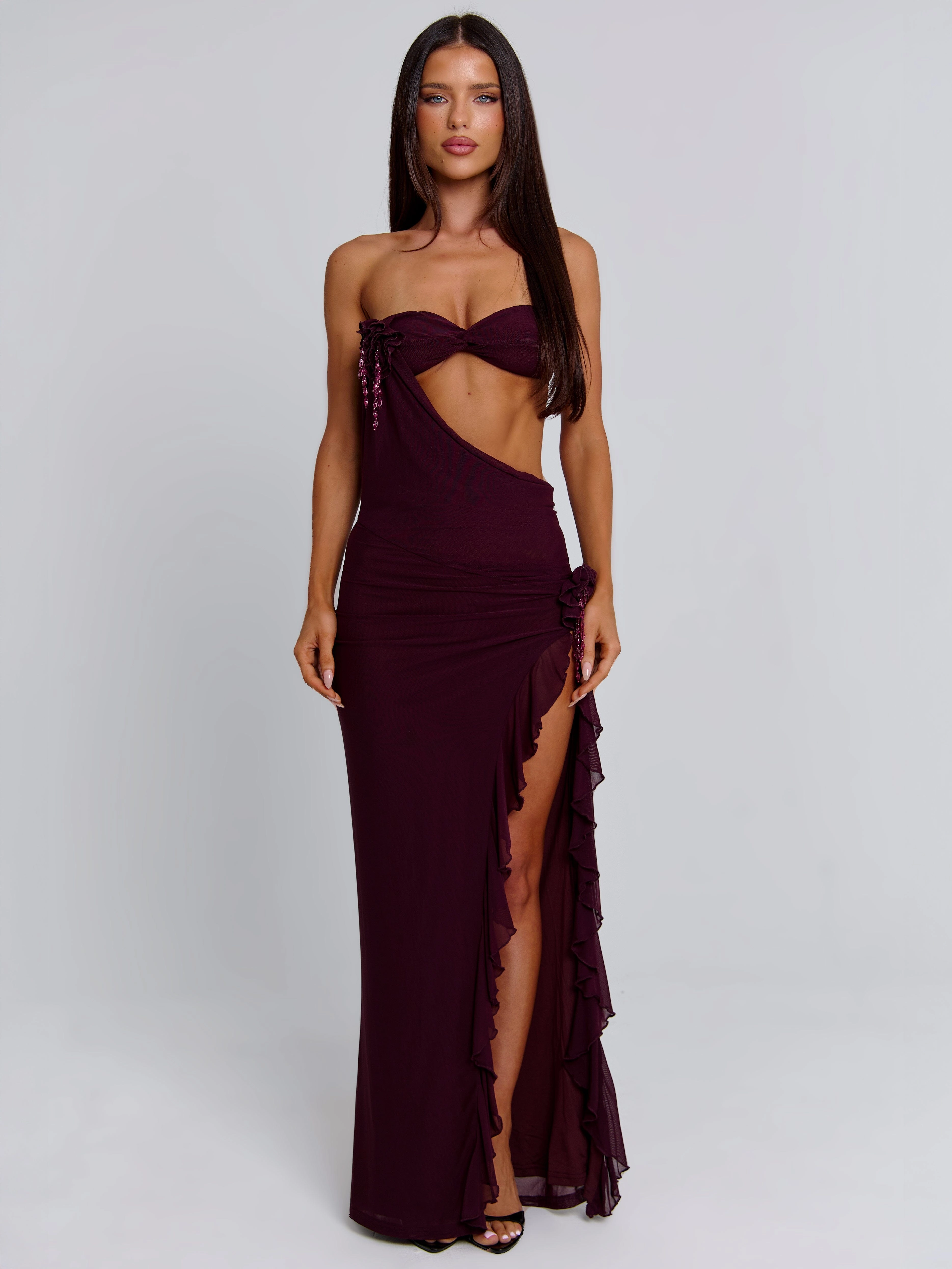MILAN MAXI DRESS DEEP MAUVE Soft color Fit Clean