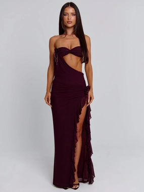 MILAN MAXI DRESS DEEP MAUVE Soft color Fit Clean