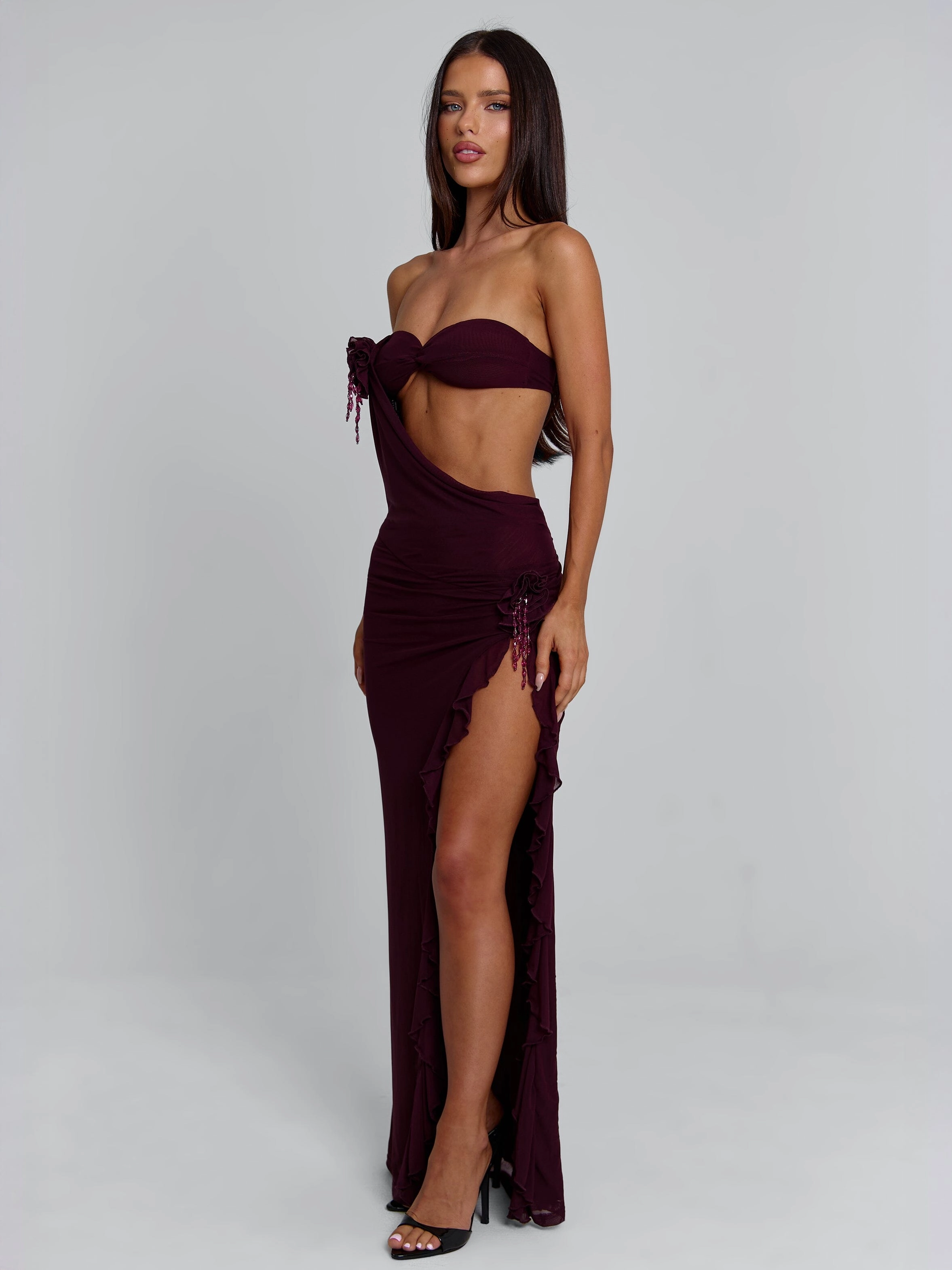 Front-Slit MILAN MAXI DRESS DEEP MAUVE