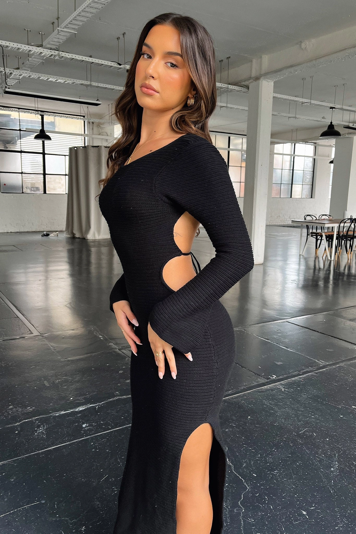 Milos Maxi Dress - Black Sunbathing Look