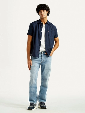 Men's 513 Light Indigo Slim Straight Fit Mid Rise Jeans Abrasion Resistance Sleek Comfort