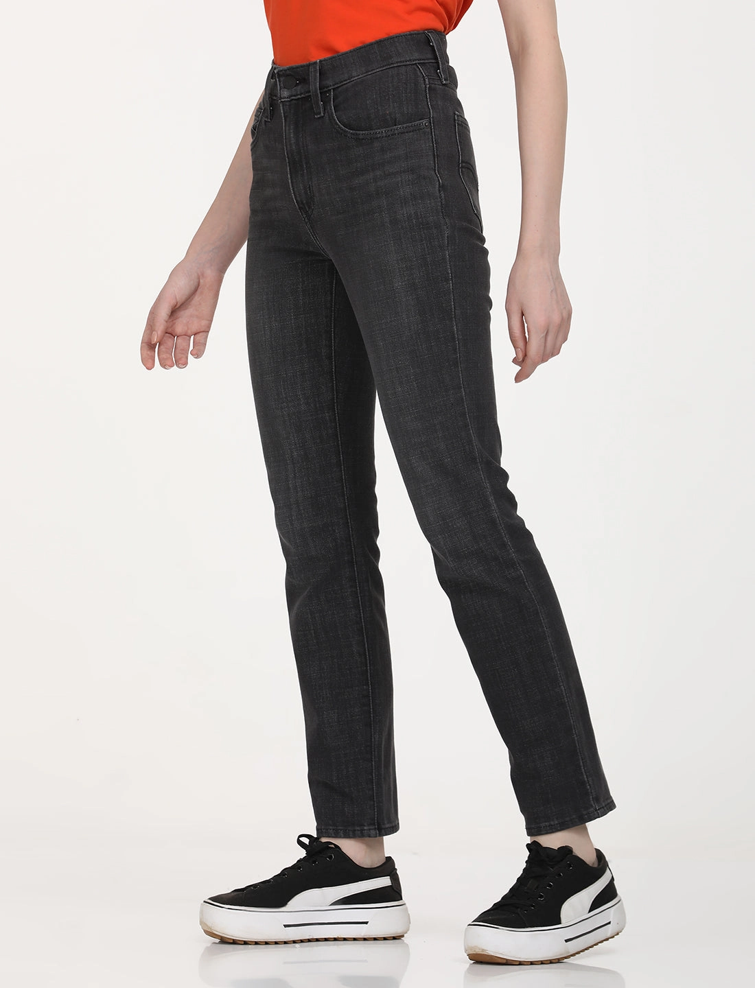 Women's 724 Black Straight Fit High Rise Jeans Relaxed Mood