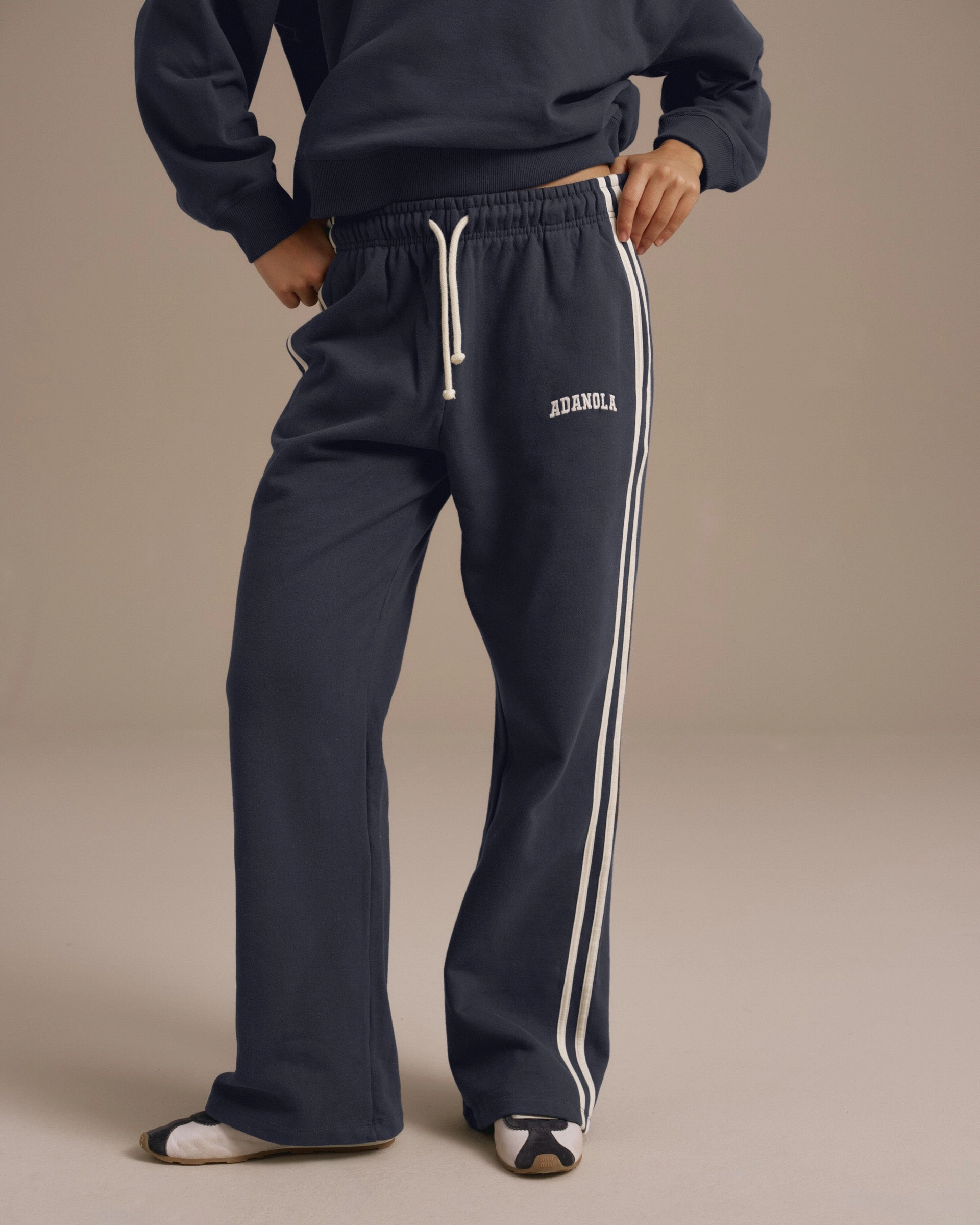 Varsity Loose Fit Sweatpants - Midnight Blue/Marshmallow White LowProfileStitching Quick Wear