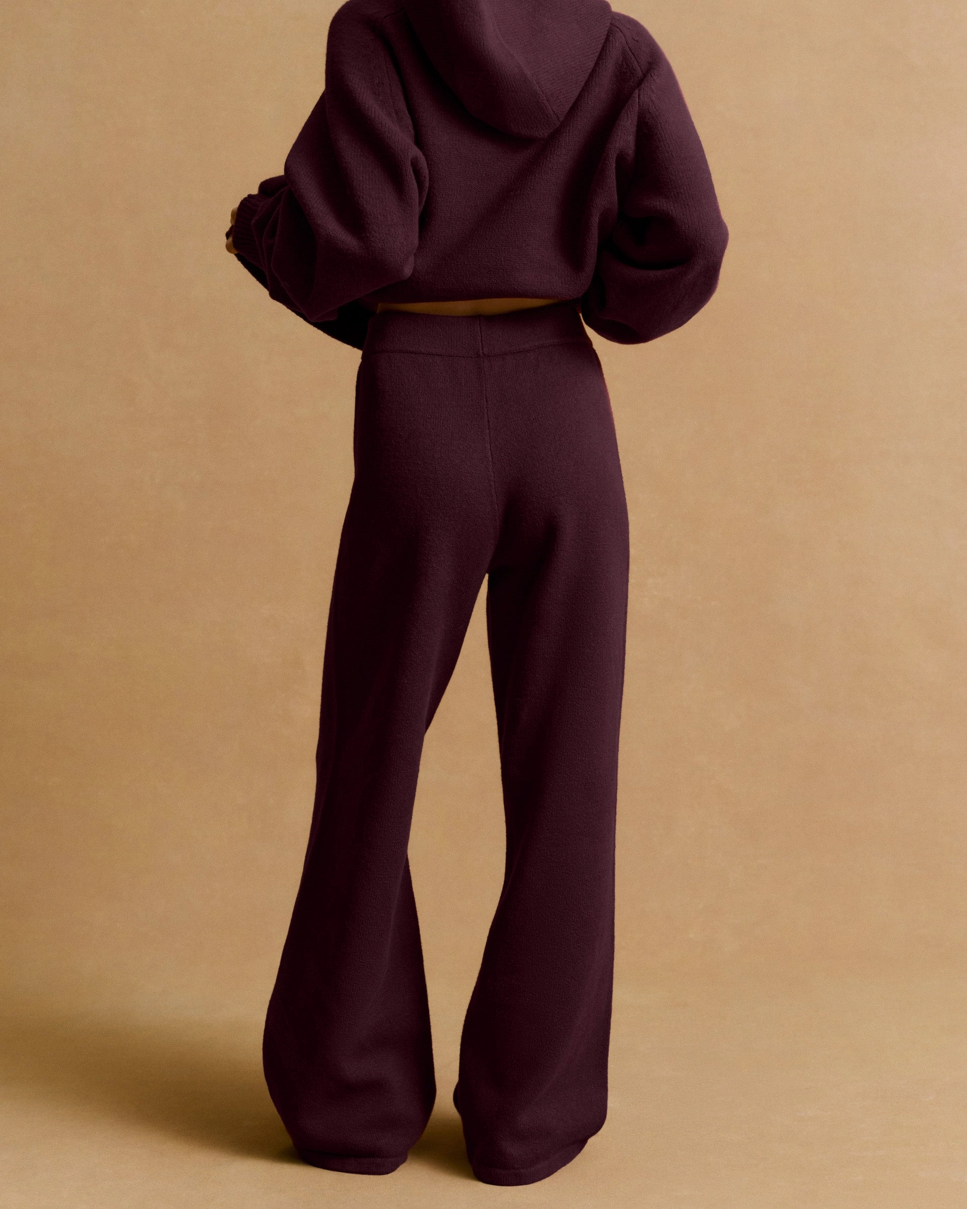 Varsity Knit Straight Leg Sweatpants - Dark Cherry/Marshmallow White RuggedDurability