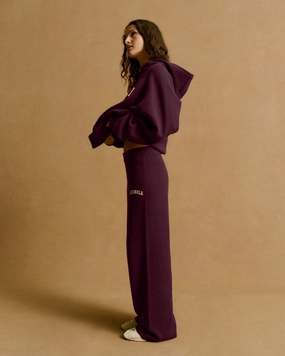 Varsity Knit Straight Leg Sweatpants - Dark Cherry/Marshmallow White Thermal Regulating