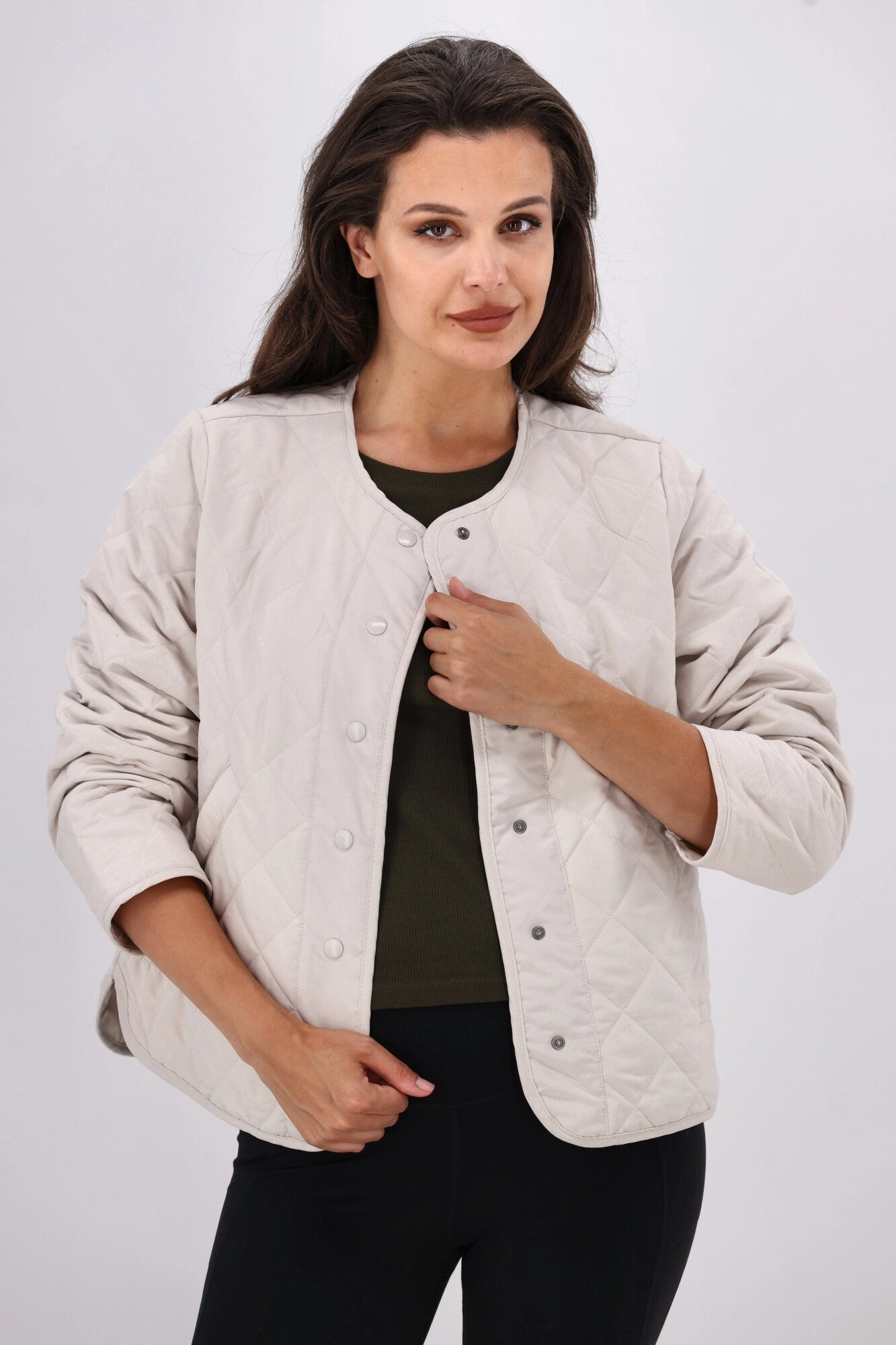 Seamless Shoulder Design Neutral Tones AS Colour Wo's Quilted Jacket Bone