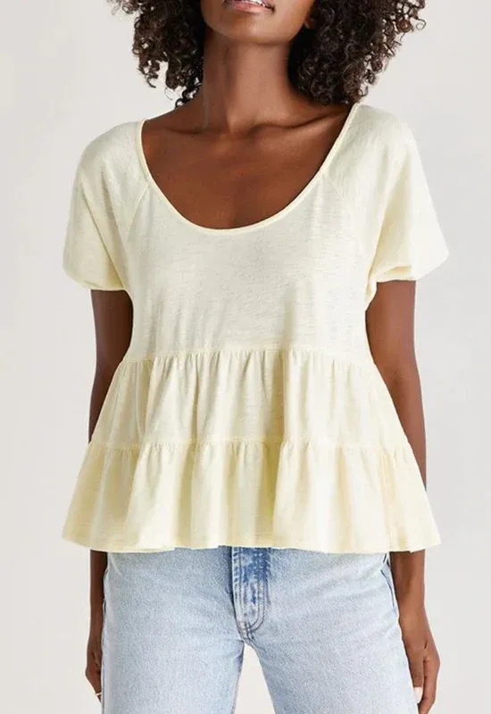 Breathable and Comfortable Casual Fit Minimalistic Fashion Covered Slub Tier Top | Shadow, Sunrise