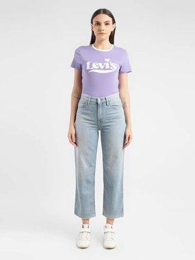 Easy Option Perfect For Daily Women's Blue Ribcage Straight Ankle Fit High Rise Jeans