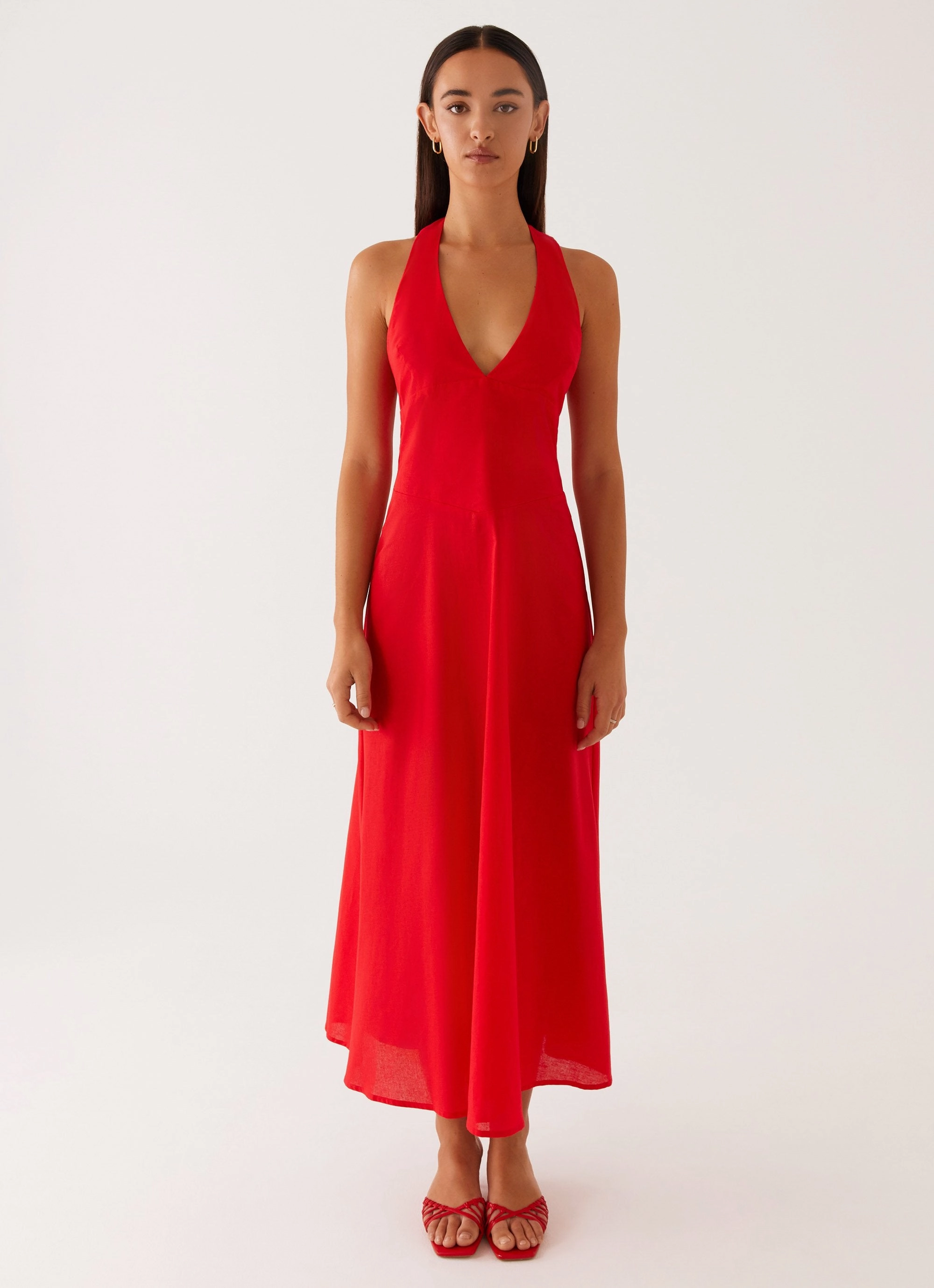 Crisp Look Falling For You Midi Dress - Red