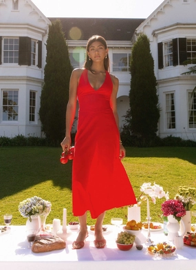 Calm Mood Occasion Ready Falling For You Midi Dress - Red