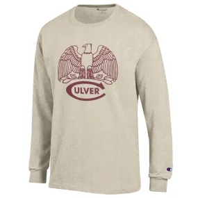 Drop Shoulder Design Champion Classic Eagle Jersey Long Sleeve Tee - Oatmeal