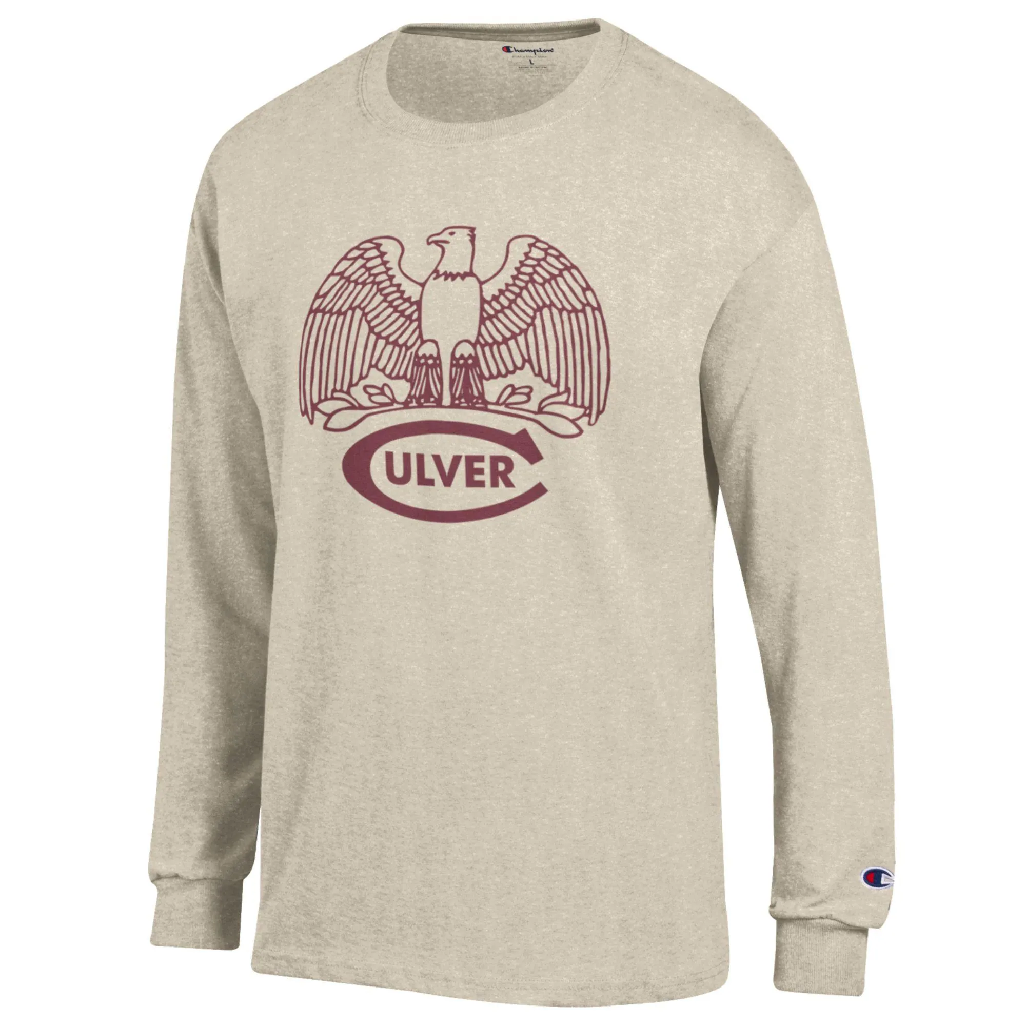 Stretch Fabric Technology Champion Classic Eagle Jersey Long Sleeve Tee - Oatmeal