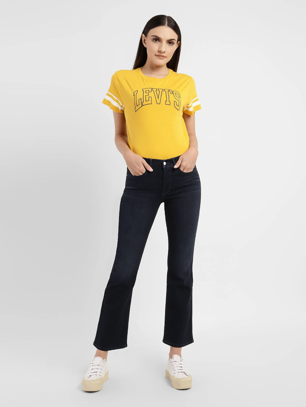 Women's 315 Blue Flared Fit High Rise Jeans Weekend Style Casual Parent Style Home Comfort Bold Look Sunny Vibes