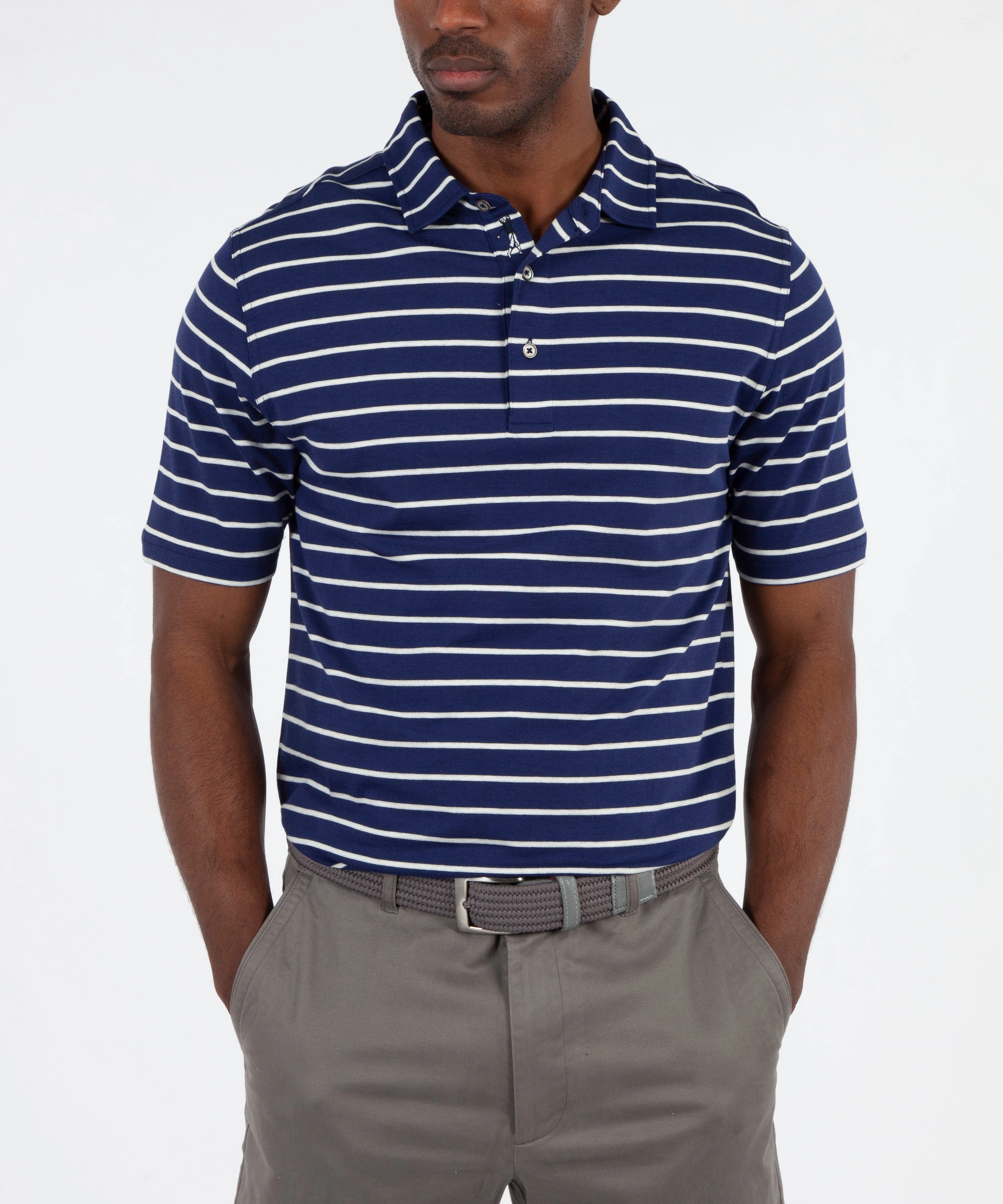 Sustainable Production Certification Everyday Essential eFX Performance Cotton Frame Stripe Short Sleeve Polo Shirt