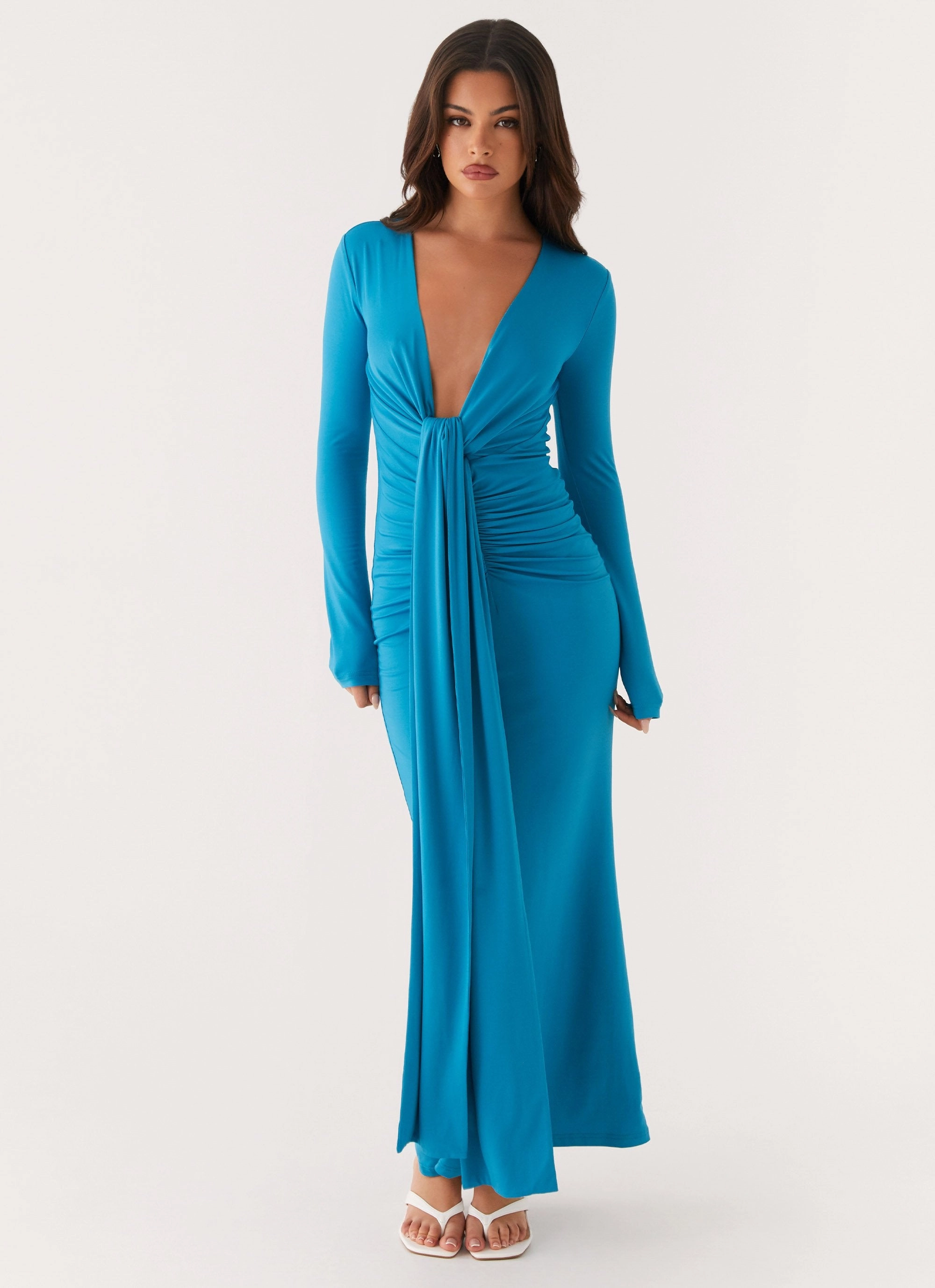 Miesha Long Sleeve Maxi Dress - Blue Youth Charm Timeless Wearable