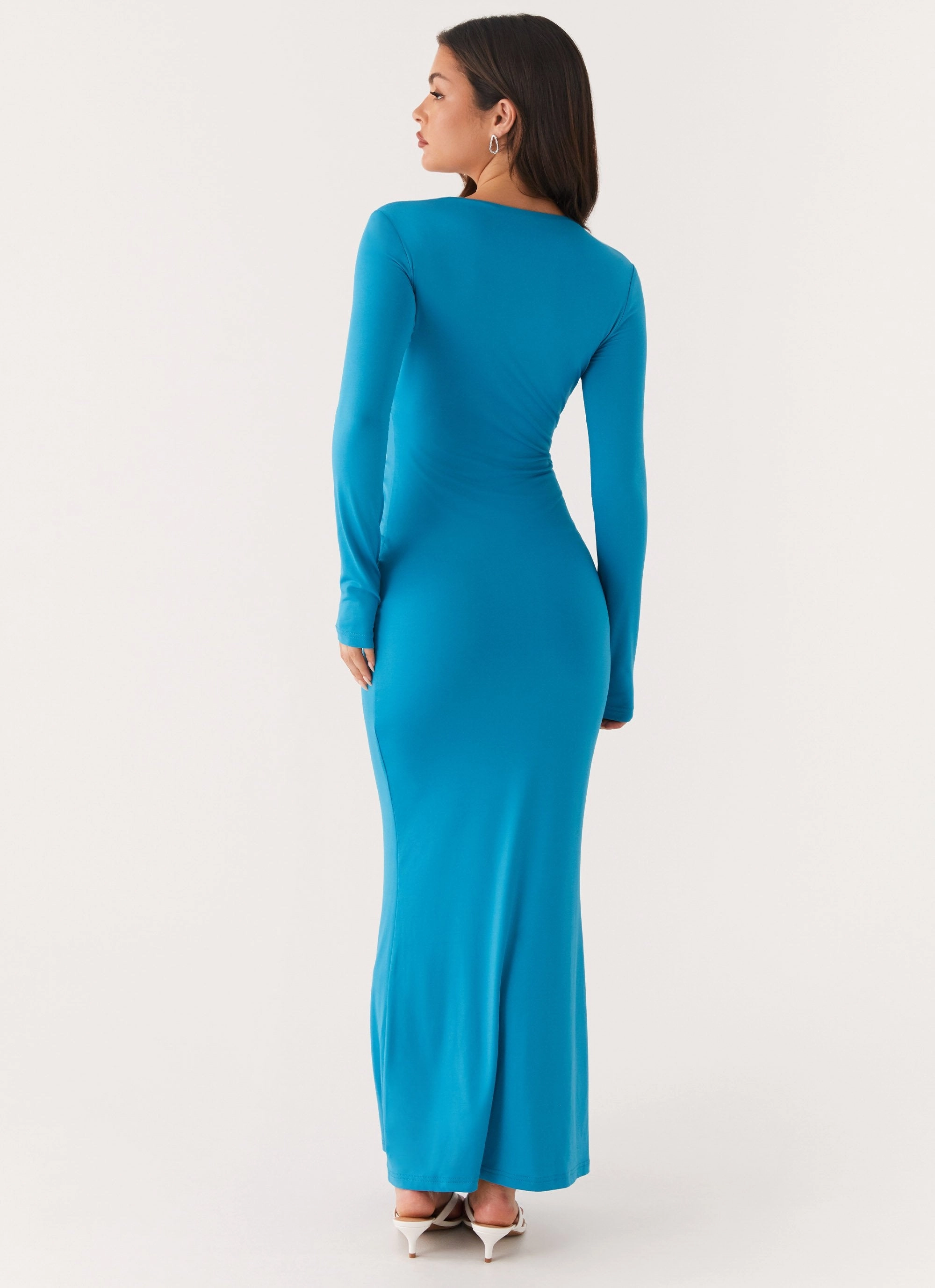 High Cut Miesha Long Sleeve Maxi Dress - Blue