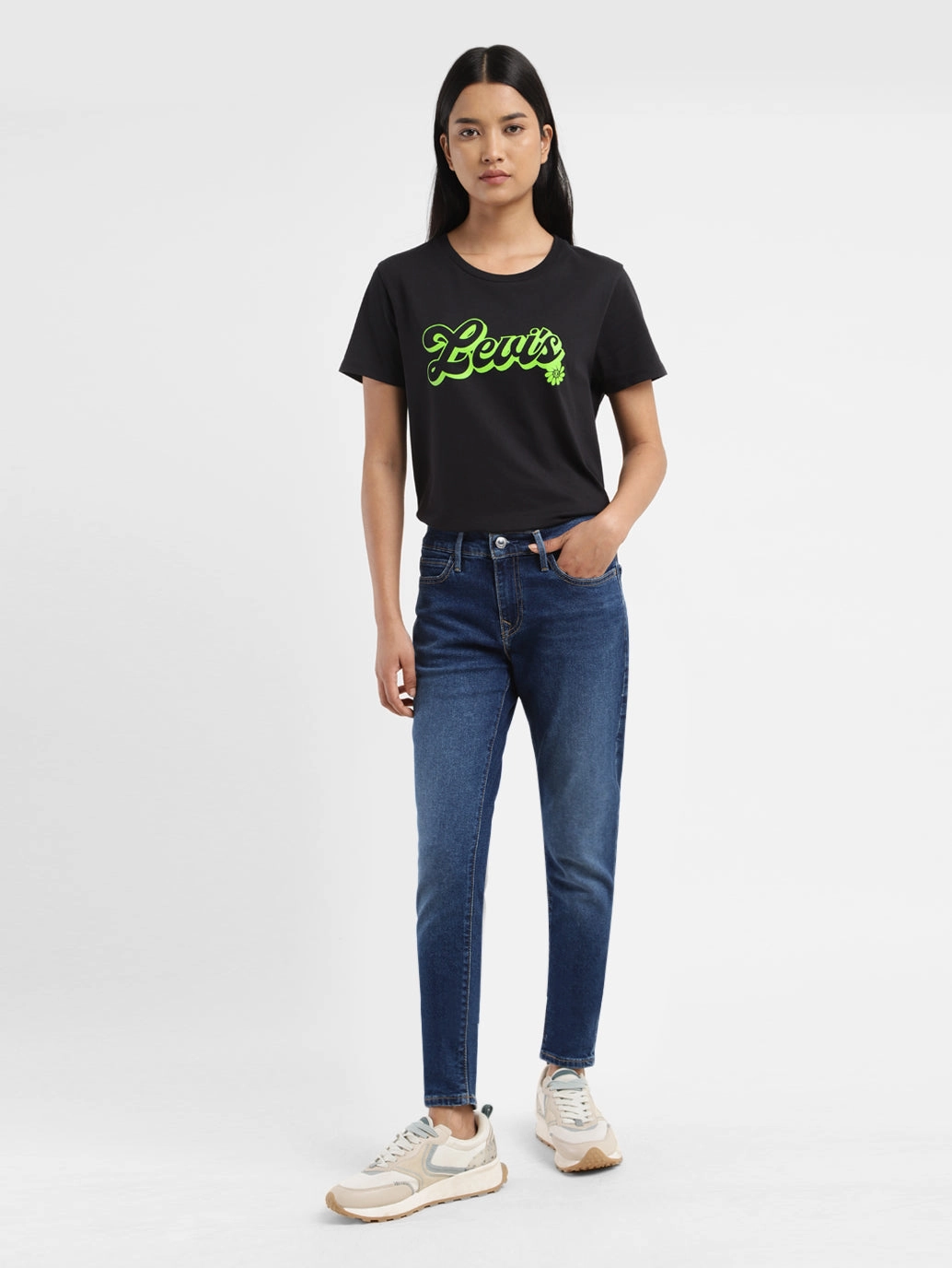 Women's 710 Blue Skinny Fit Mid Rise Jeans Daily Mix