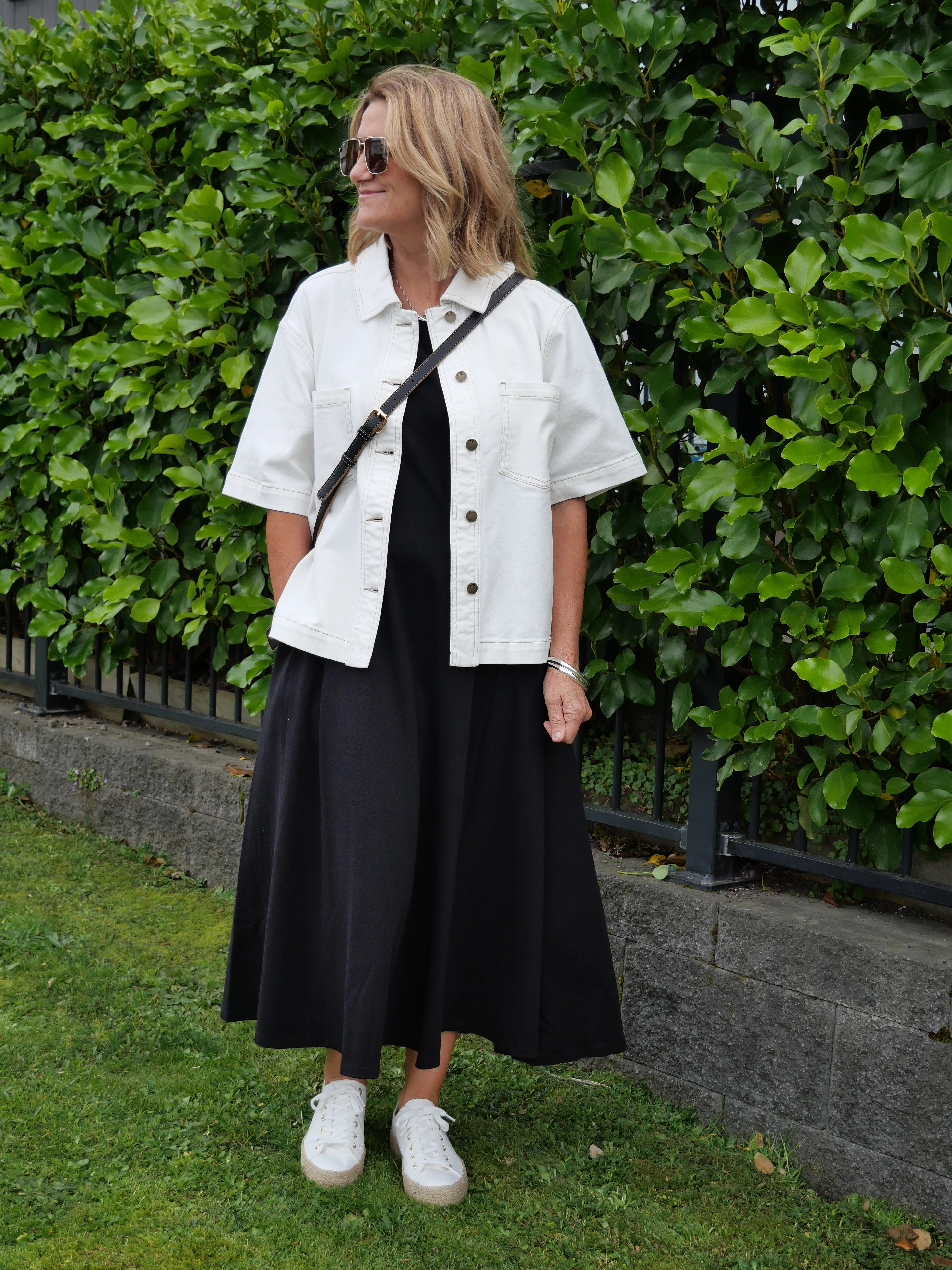 Shine On Label Nolan Short Sleeve Denim Shacket Natural Heat Tech Fabric