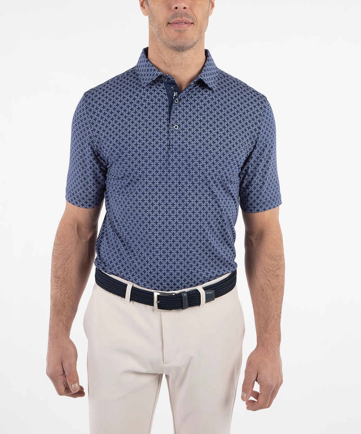 Performance Jersey Geometric Print Polo Simple Comfort Everyday Design