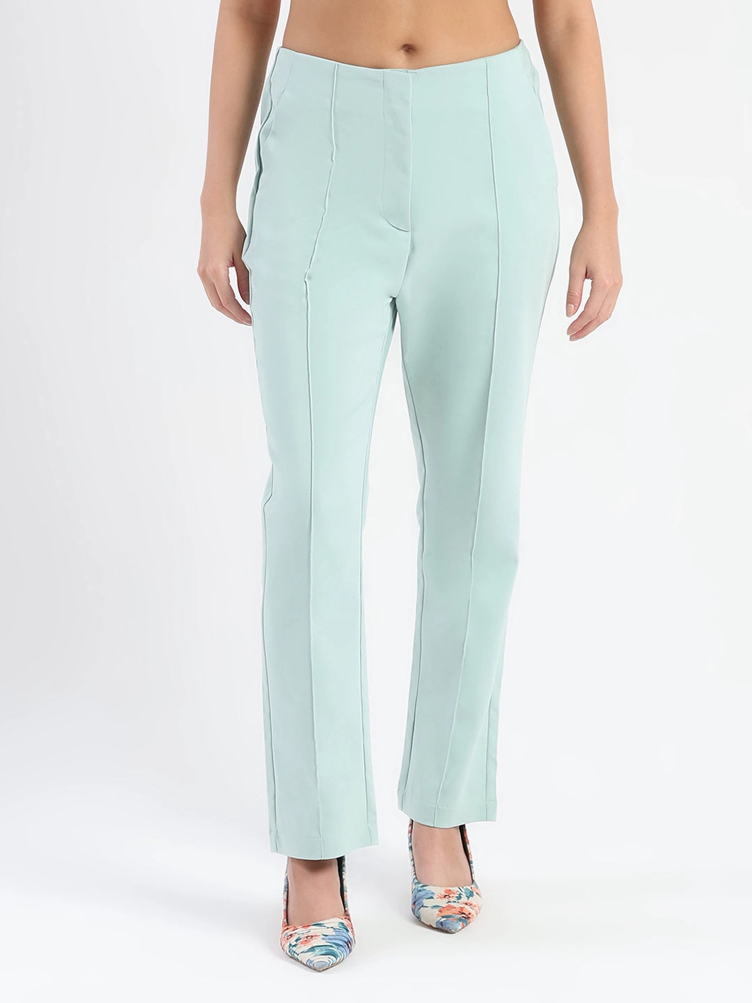 Madame Alex Front Pintuck Detailed Mint Green Trousers quick dry