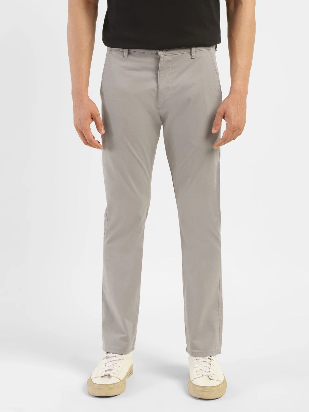 Men's Grey Slim Tapered Fit Chinos Easy Fit