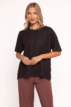 Morris Short Sleeve Oversized Sweater Tee - Dark Chocolate Minimal Vibe Go-To Look