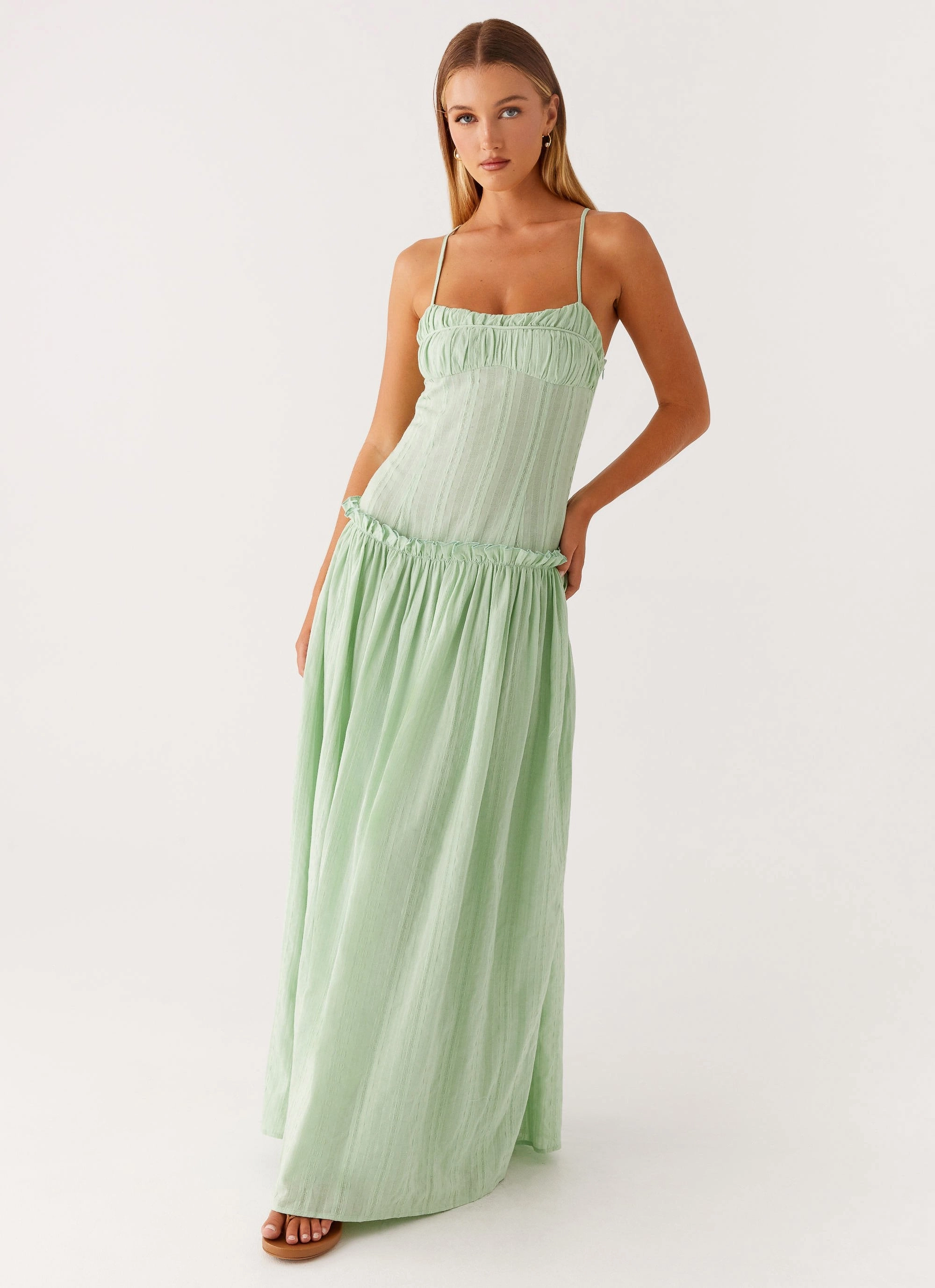 Jacinda Drop Waist Maxi Dress - Sage Polished Mood