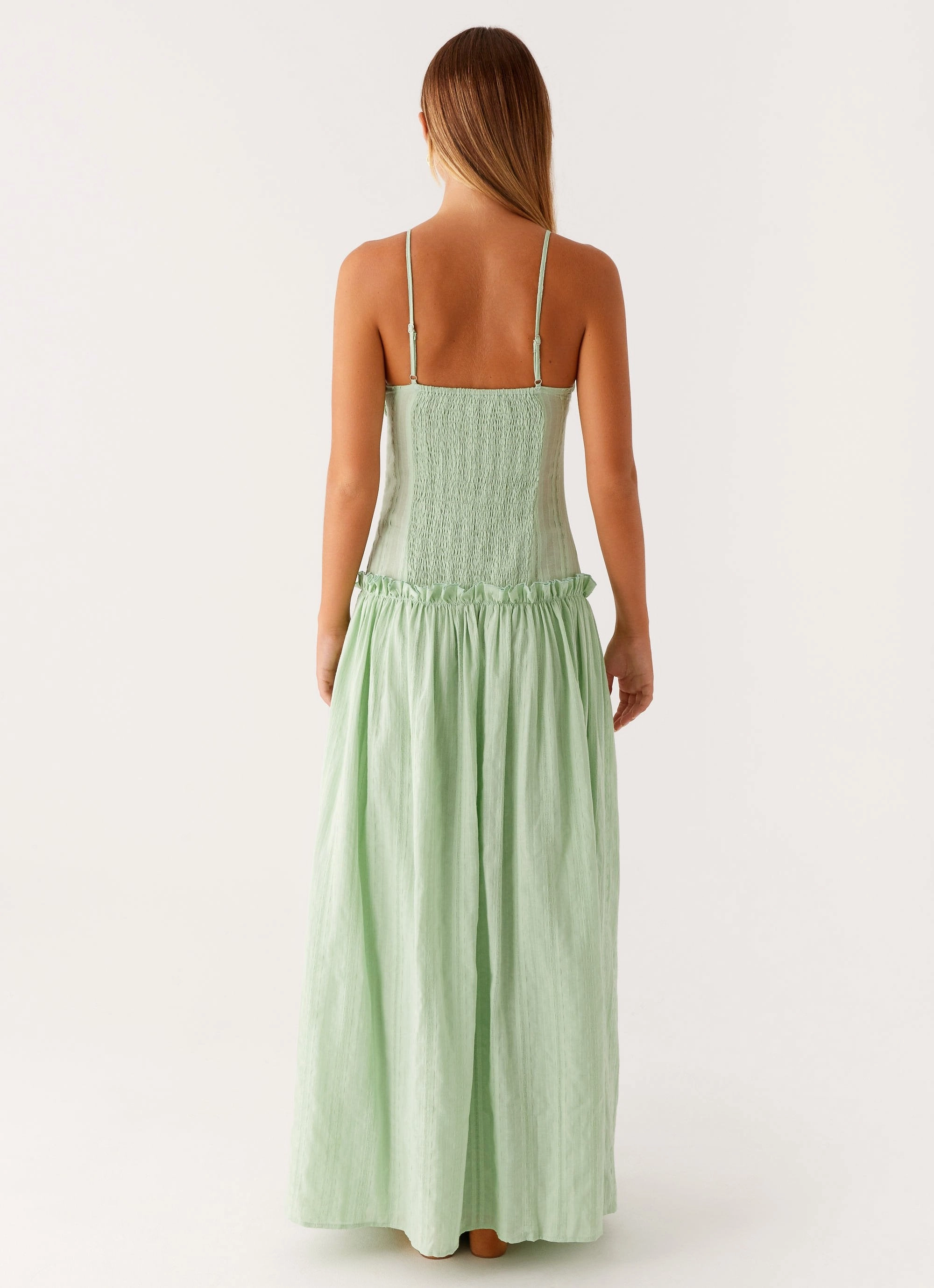 Jacinda Drop Waist Maxi Dress - Sage Stylish Line Flawless Waistband