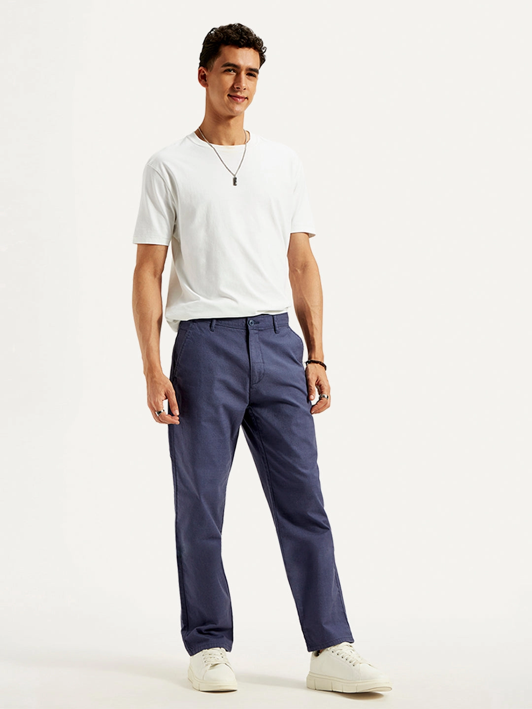 Sporty Design Core Utility Men's Blue Authentic Straight Fit Linen Chinos