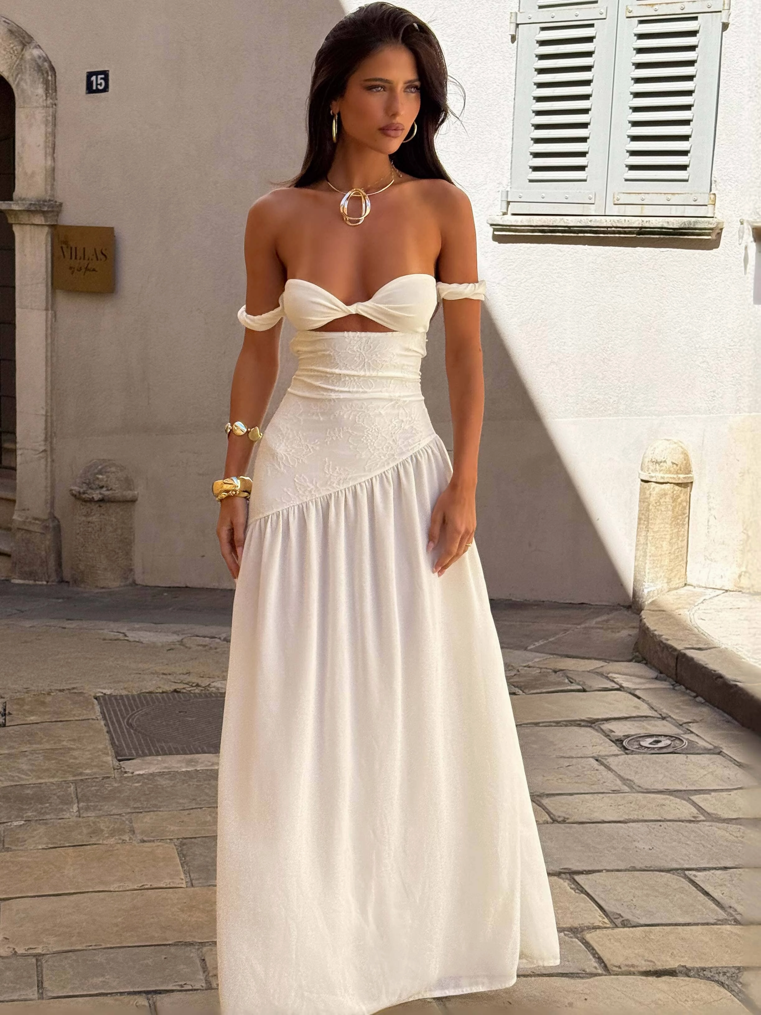 MUAII MAXI DRESS IVORY Soft And Comfortable Relaxed Comfort Look