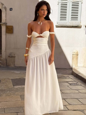 MUAII MAXI DRESS IVORY Soft And Comfortable Relaxed Comfort Look