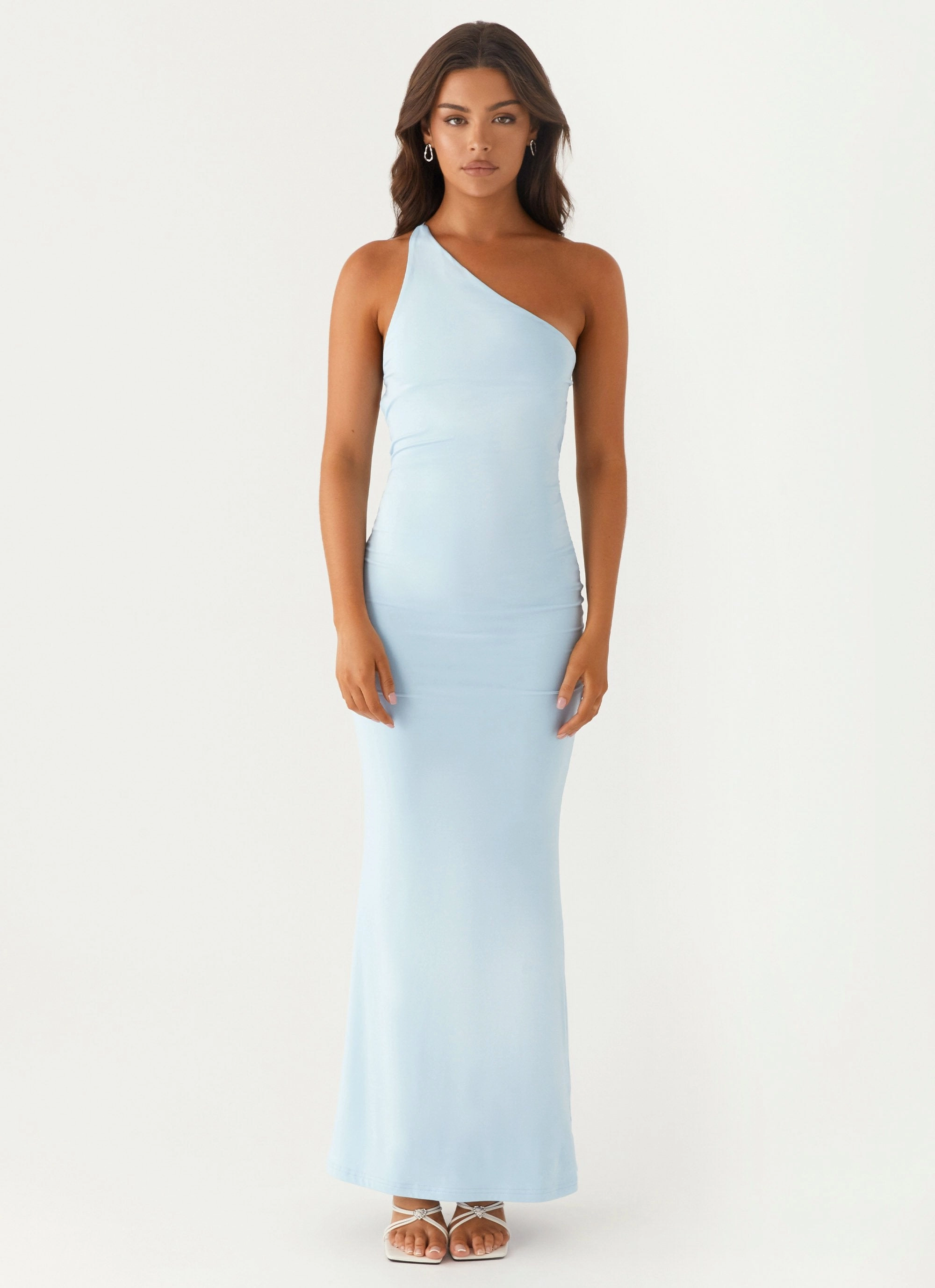 Comfy Layers Claudia One Shoulder Maxi Dress - Blue