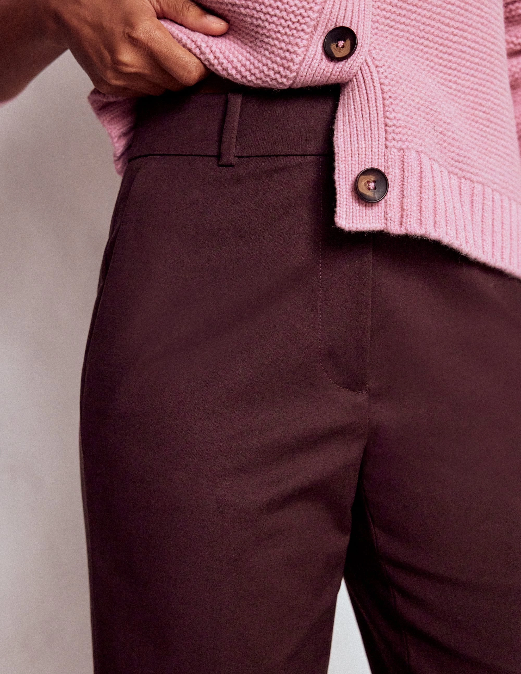 Canonbury 7/8 Trousers-Deep Aubergine Timeless Comfort