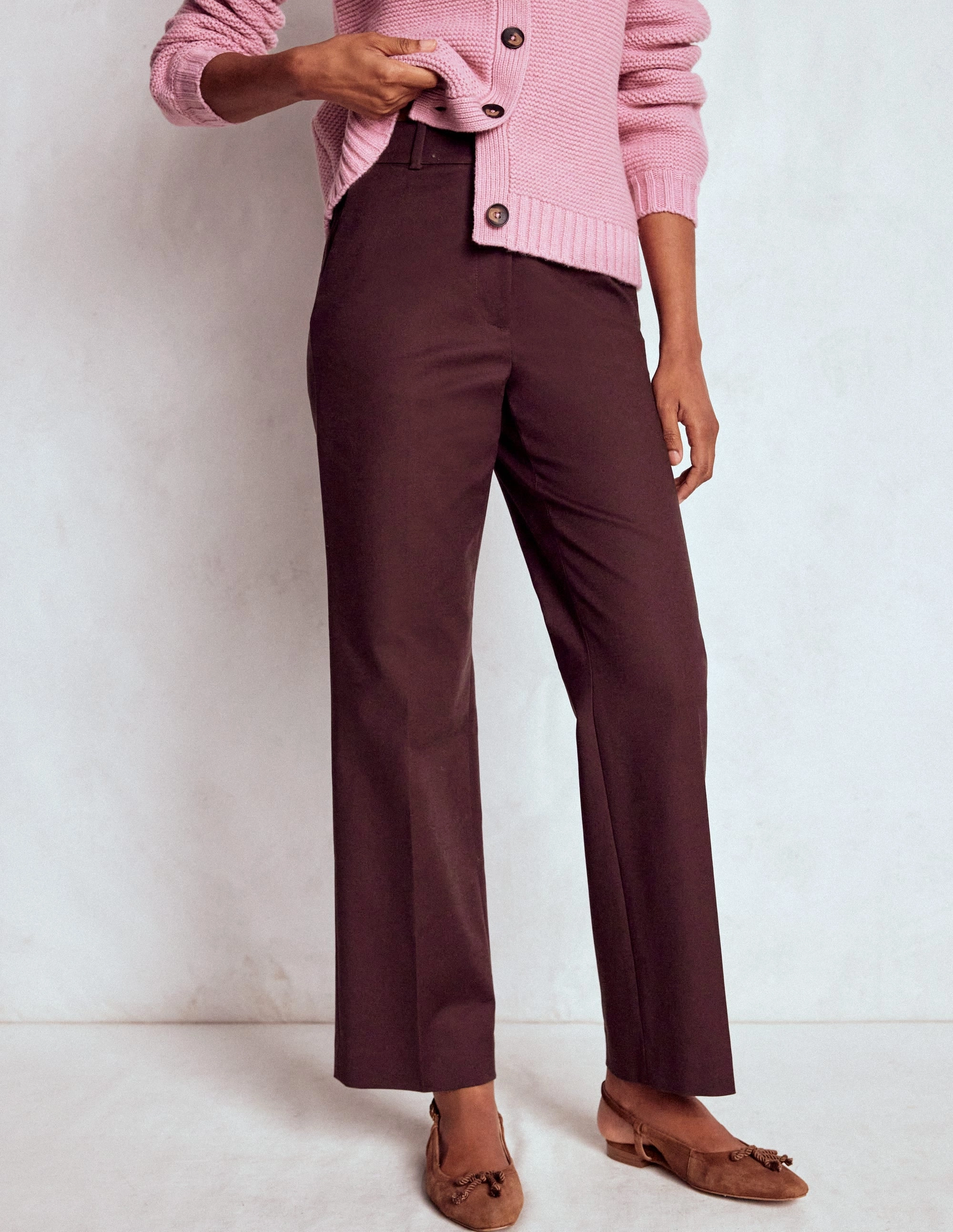 smooth zipper Canonbury 7/8 Trousers-Deep Aubergine