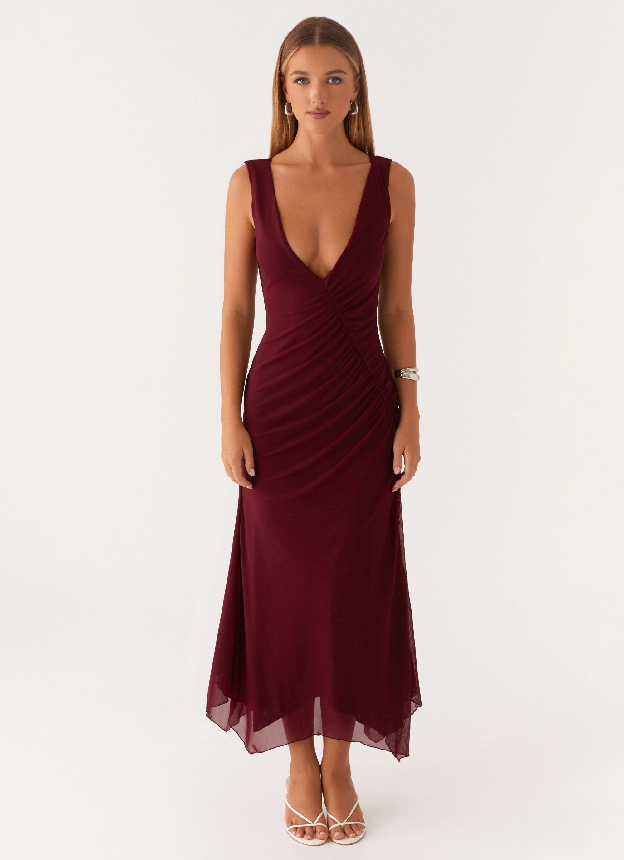 Murphy Maxi Dress - Deep Maroon Lightweight Feel Comfort Stretch
