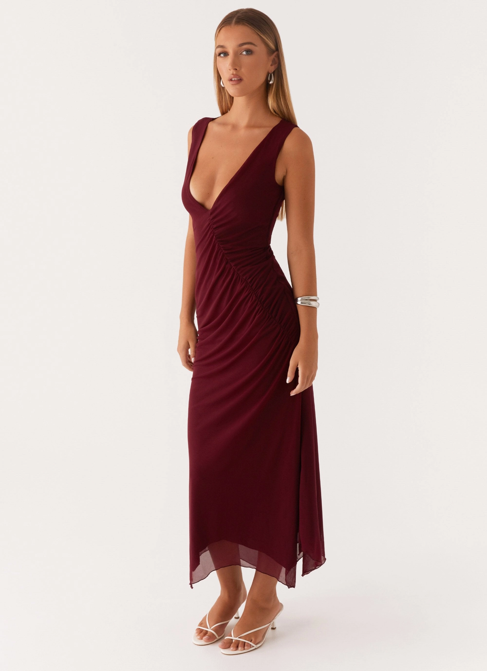 Sculpted Fit Murphy Maxi Dress - Deep Maroon