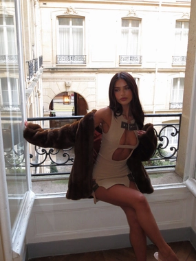 ConvertibleNeckline MURPHY MINI DRESS BEIGE