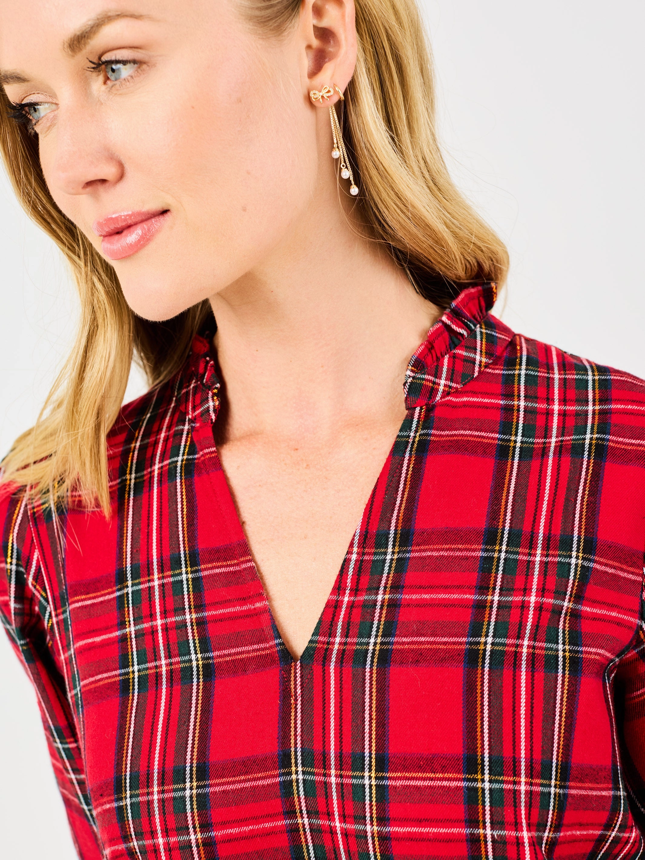 Relax Line Quilted-Lining Naomi Dress | Red Plaid