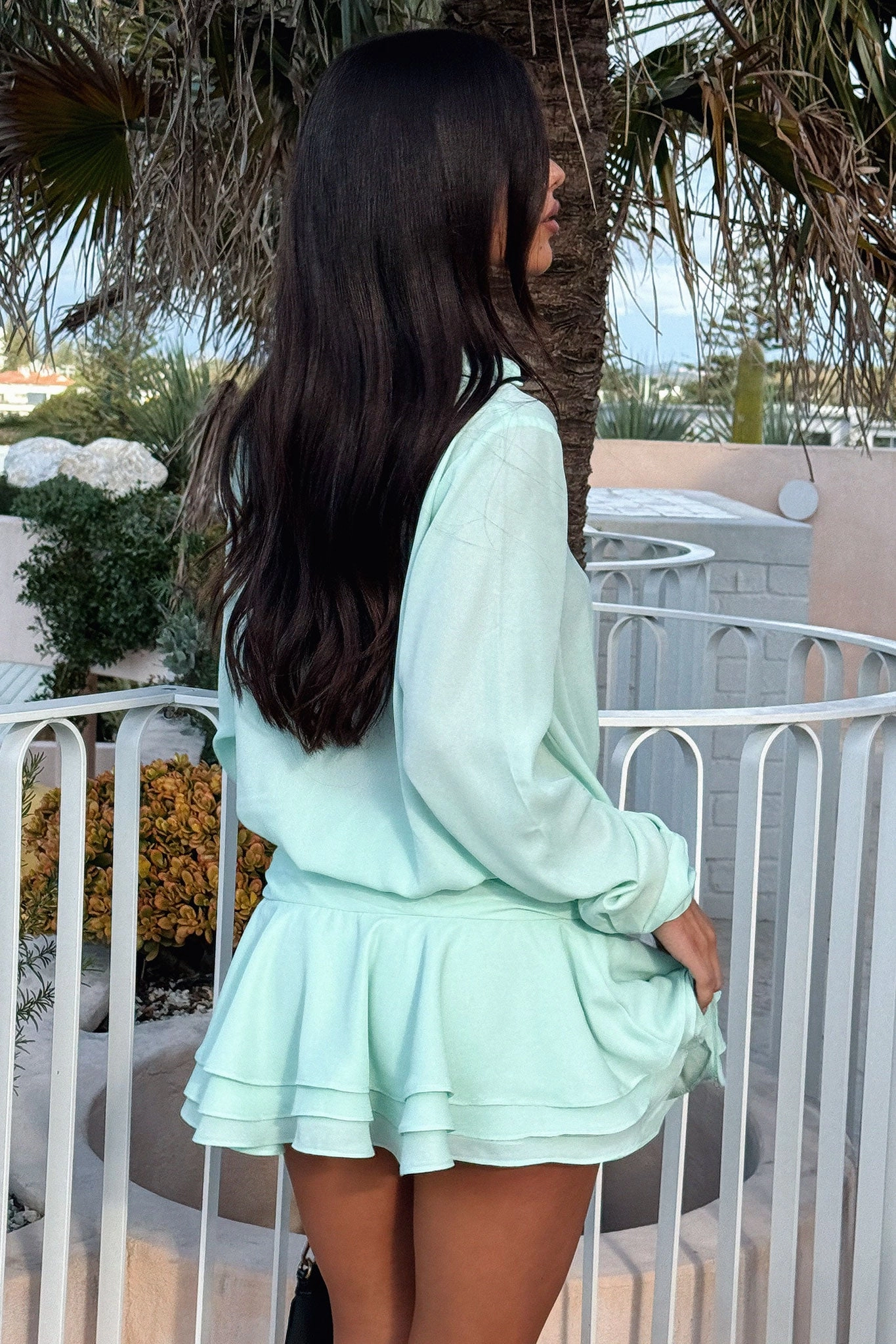 Naples Long Sleeve Mini Dress - Aqua Quick Dry Lining