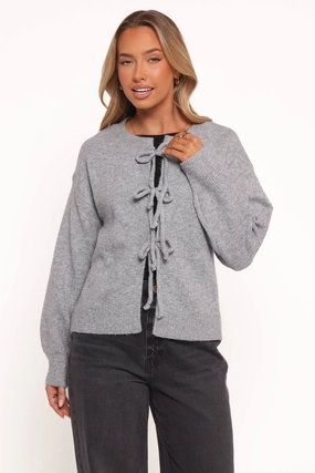 OdorResistant No Season Neri Bow Tie Front Cardigan - Grey