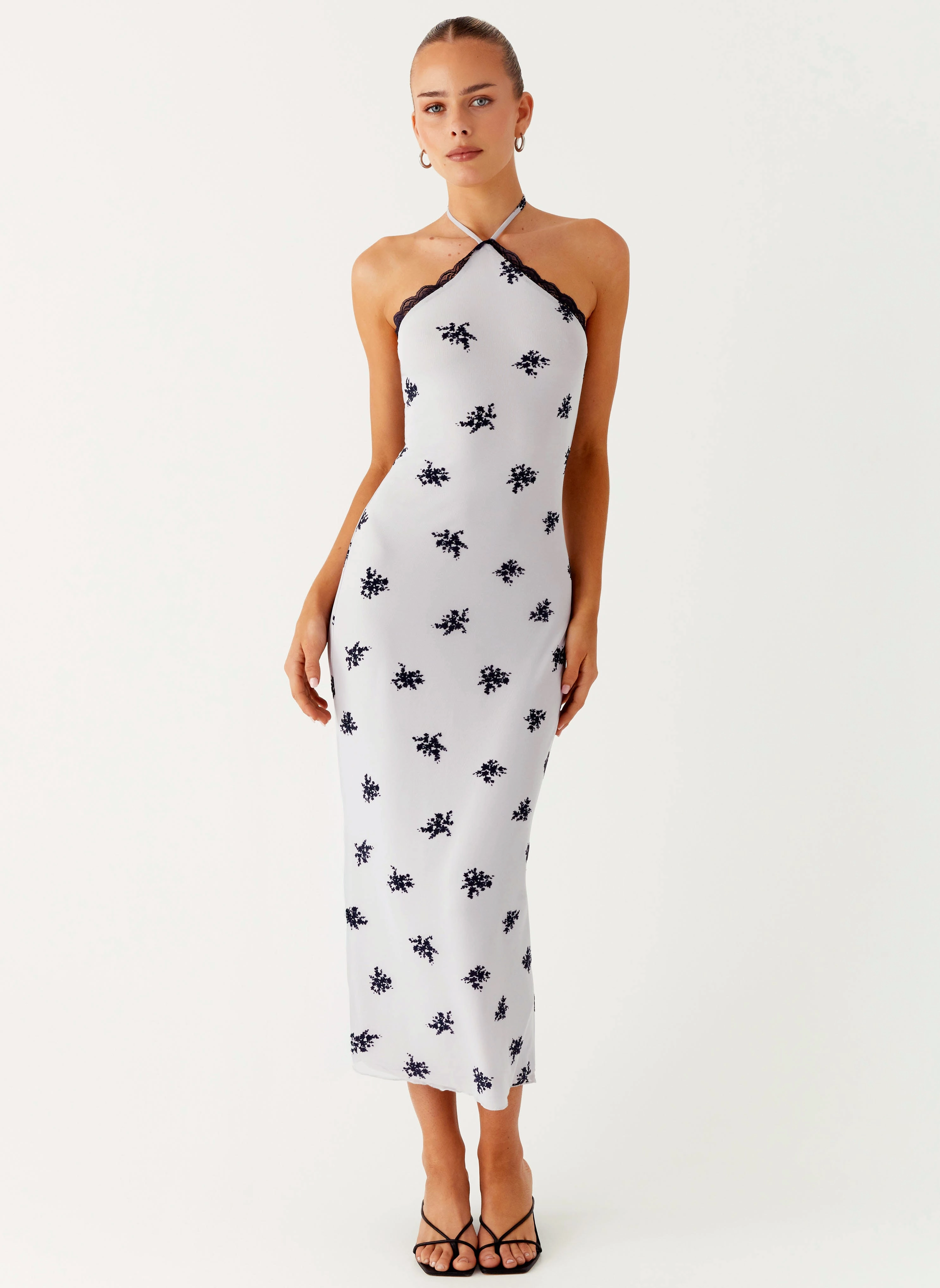 Romance Glow Stylish Mood Nestel Flock Halter Midi Dress - Lilac