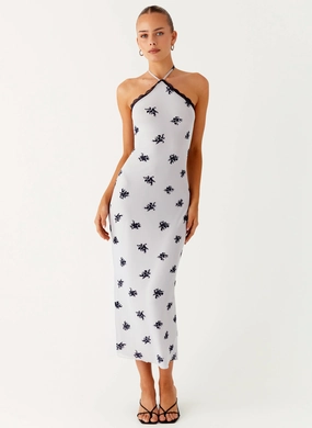 Romance Glow Stylish Mood Nestel Flock Halter Midi Dress - Lilac