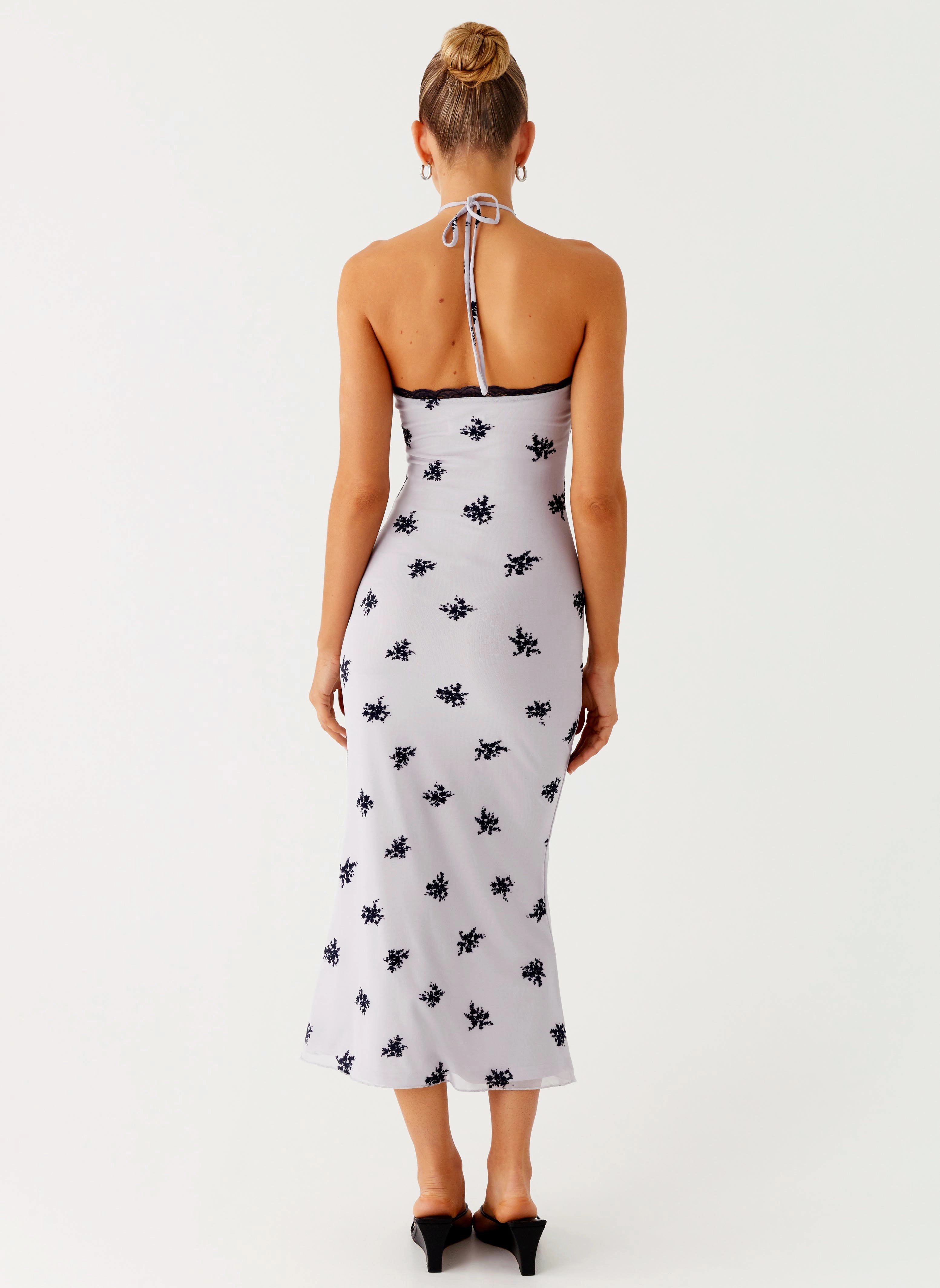 Nestel Flock Halter Midi Dress - Lilac Mid layer